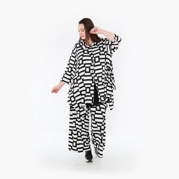 A-Form Jacke von AKH Fashion aus Materialmix, 1314.06842, Weiß/Schwarz, Kariert, Schick