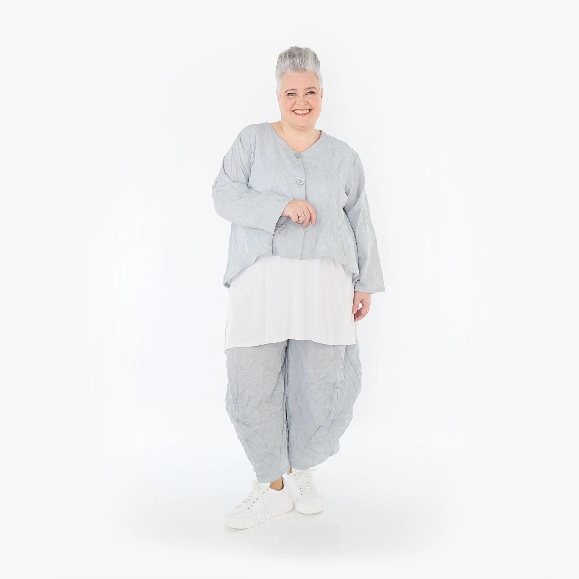 Ballonhose von AKH Fashion aus Materialmix, 1372.08069, Hellgrau, Ausgefallen, Zeitlos