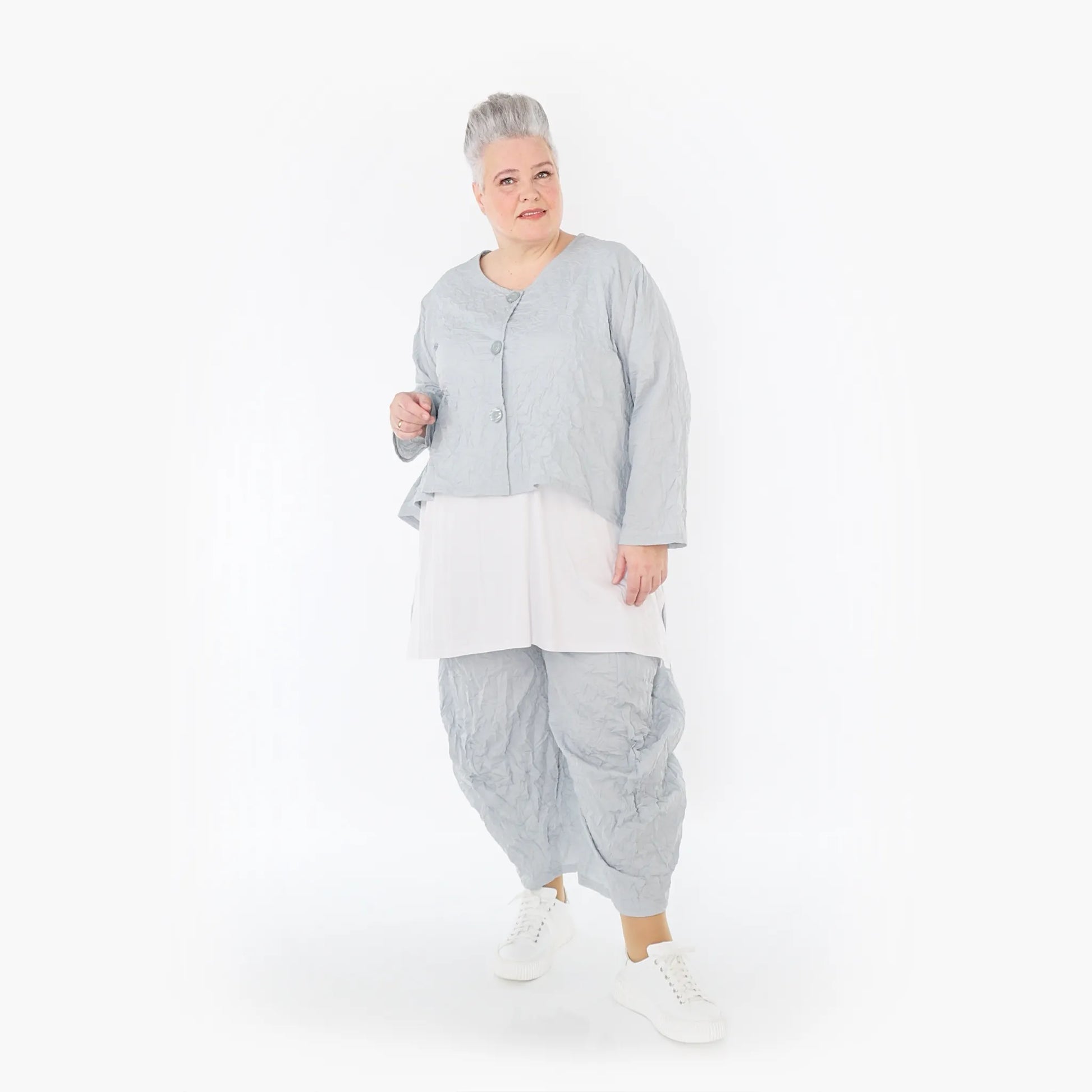 Ballonhose von AKH Fashion aus Materialmix, 1372.08069, Hellgrau, Ausgefallen, Zeitlos
