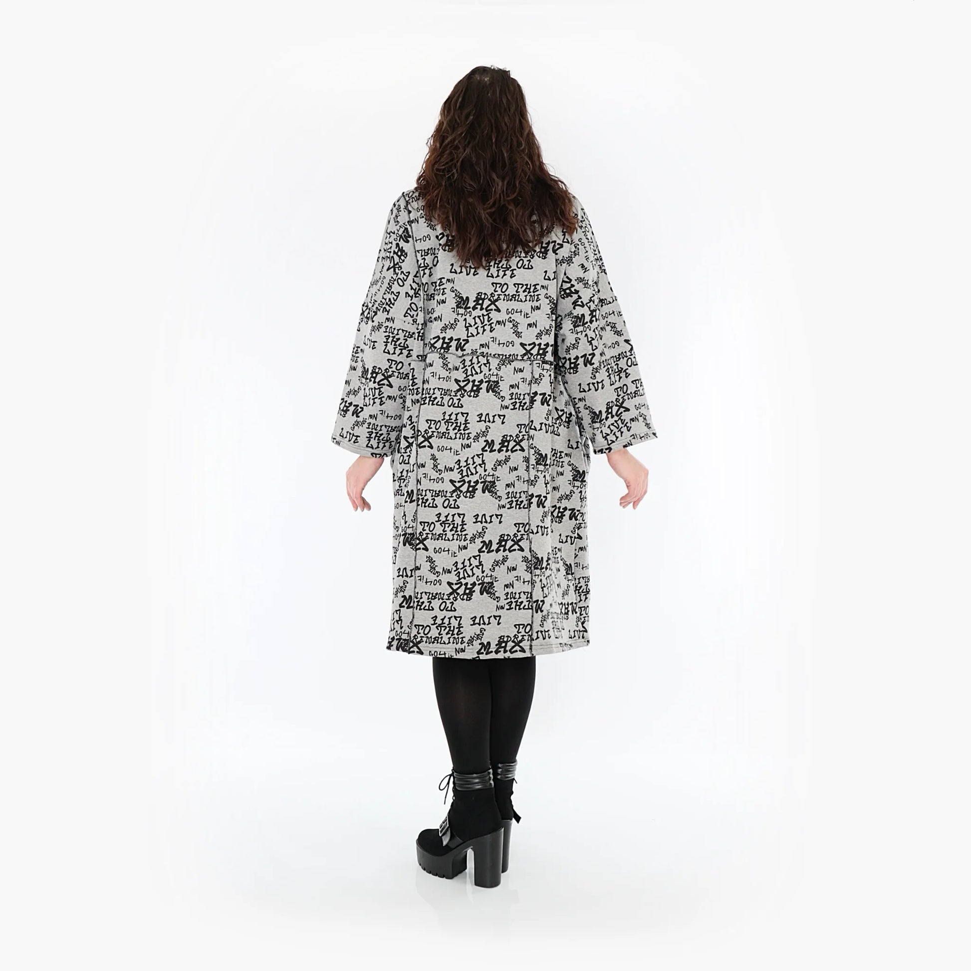AKH Fashion Kleid in gerader Form, aus Baumwolle, 1376.06997, Grau-Schwarz, Schick