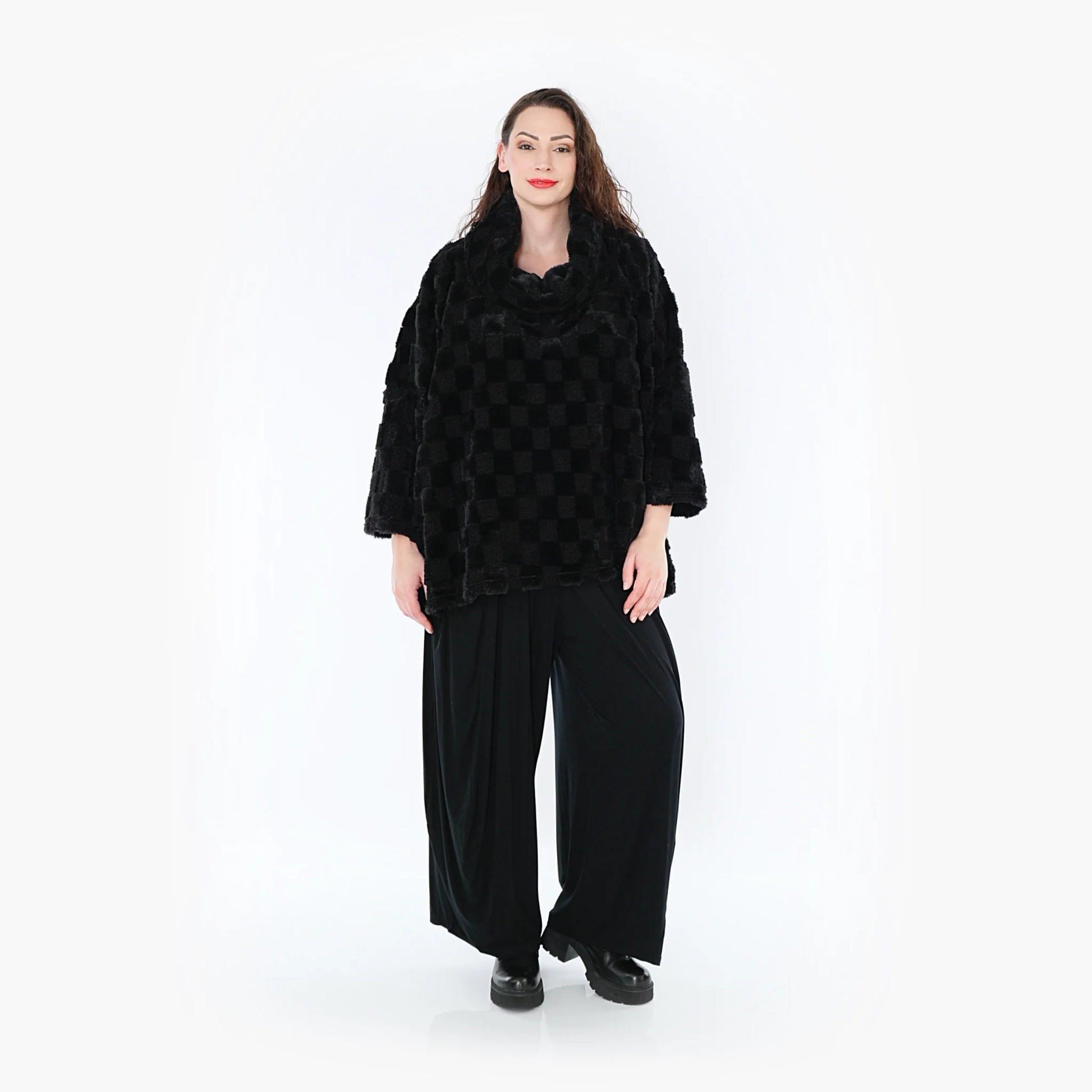 AKH Fashion Bigshirt in kastiger Form, aus Polyester, 1389.03091, Schwarz, Schick, Modern