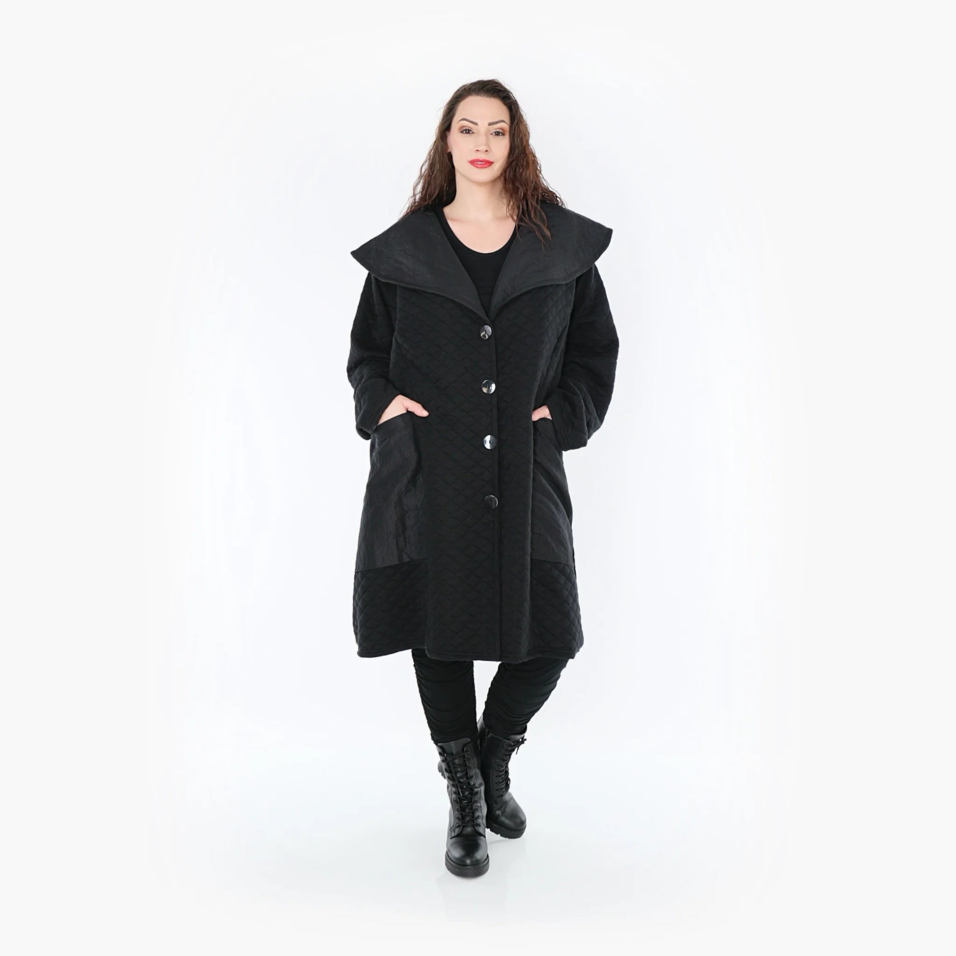 Ballonmantel von AKH Fashion aus Materialmix, 1394.07002, Schwarz, Schick, Modern, Bequem