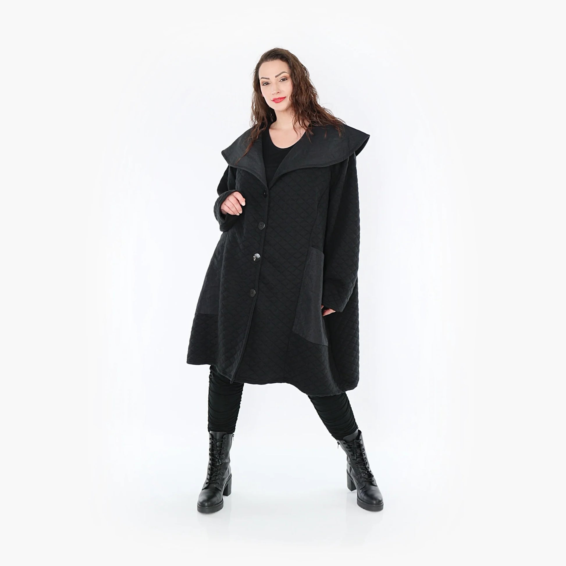 Ballonmantel von AKH Fashion aus Materialmix, 1394.07002, Schwarz, Schick, Modern, Bequem