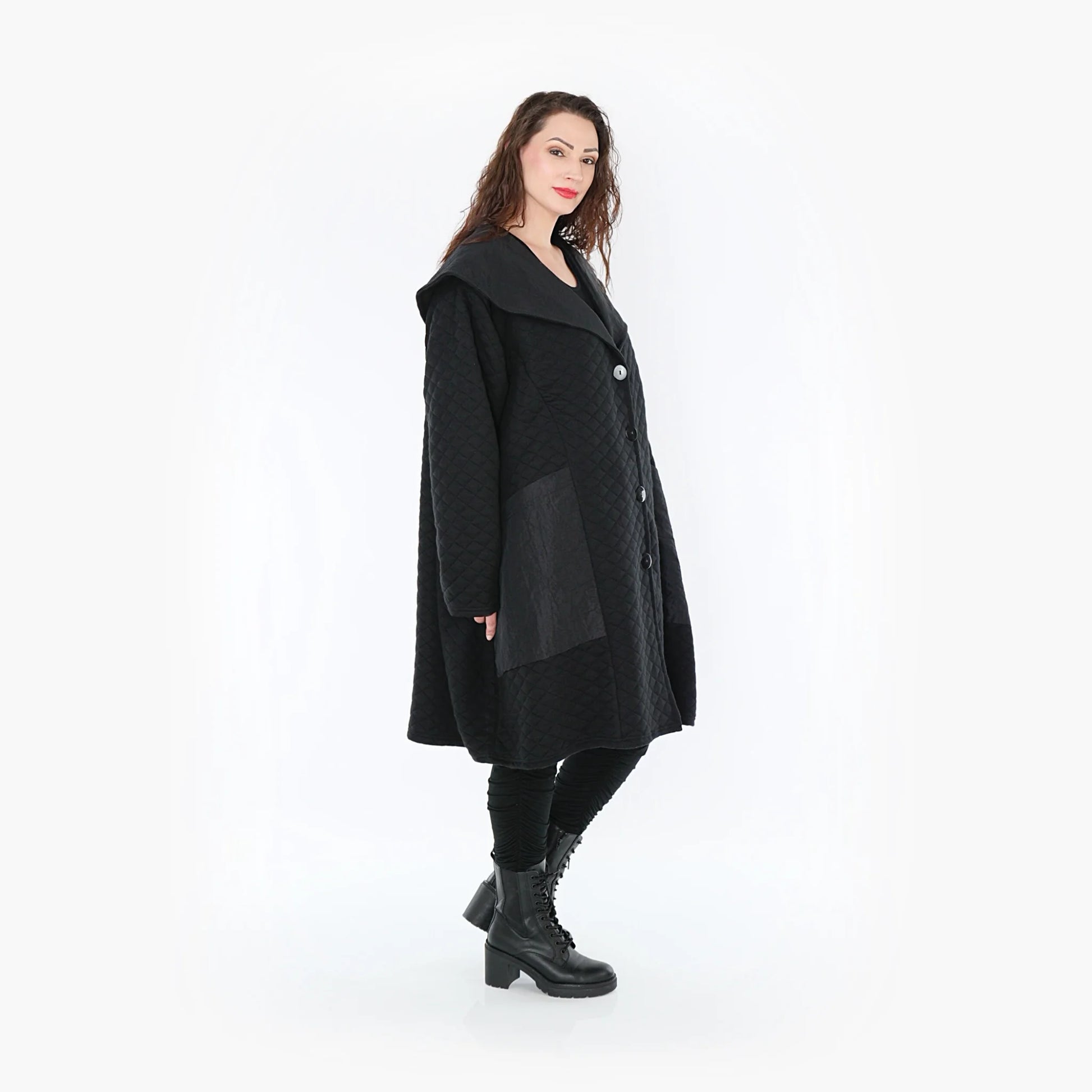 Ballonmantel von AKH Fashion aus Materialmix, 1394.07002, Schwarz, Schick, Modern, Bequem