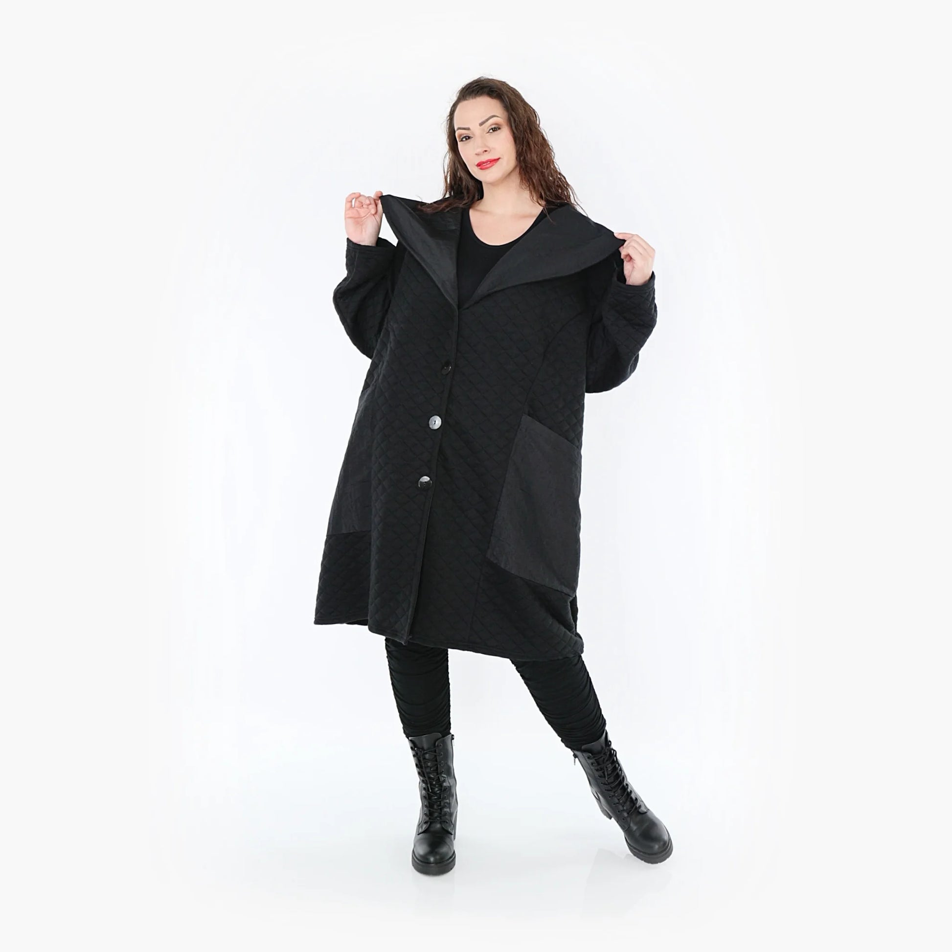 Ballonmantel von AKH Fashion aus Materialmix, 1394.07002, Schwarz, Schick, Modern, Bequem