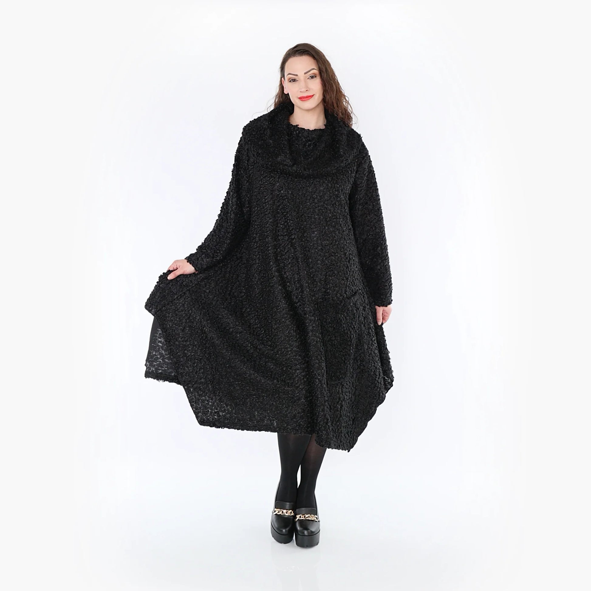 A-Form Kleid von AKH Fashion aus Materialmix, 1400.02109, Schwarz, Schick, Modern, Bequem