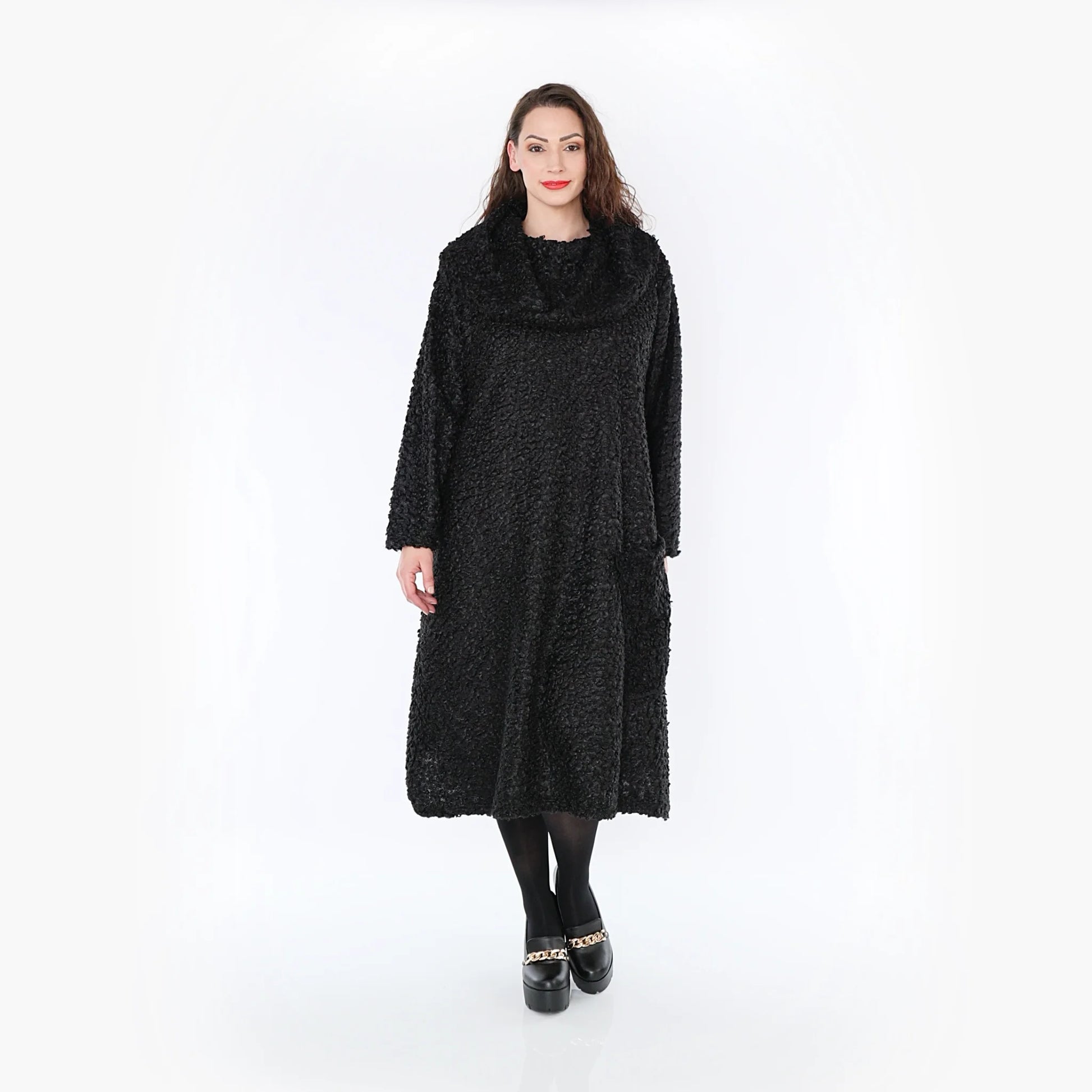 A-Form Kleid von AKH Fashion aus Materialmix, 1400.02109, Schwarz, Schick, Modern, Bequem