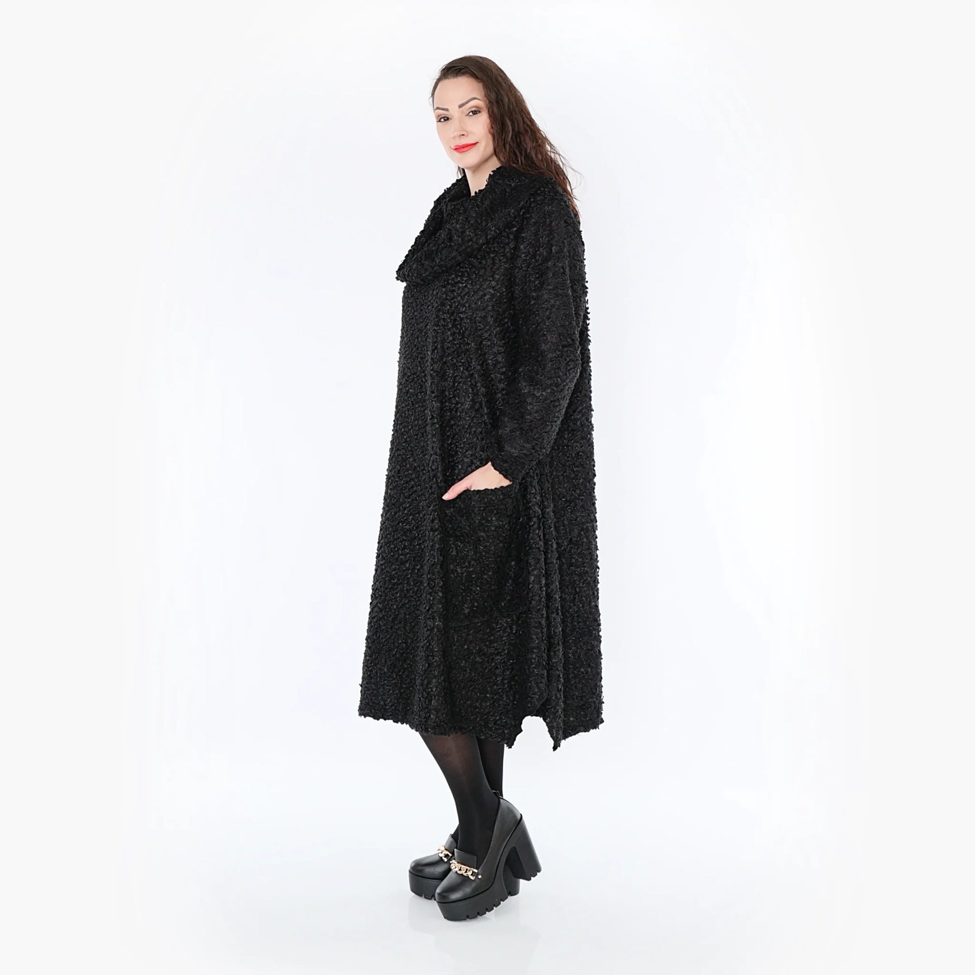 A-Form Kleid von AKH Fashion aus Materialmix, 1400.02109, Schwarz, Schick, Modern, Bequem