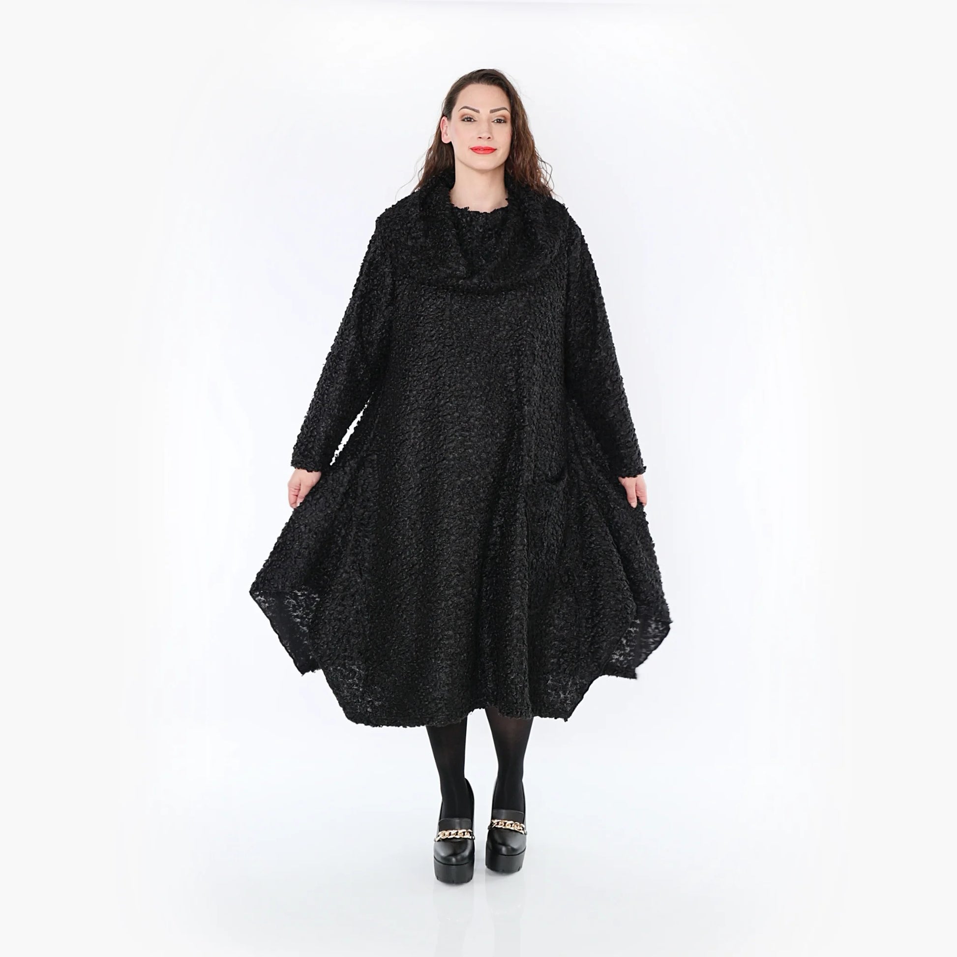 A-Form Kleid von AKH Fashion aus Materialmix, 1400.02109, Schwarz, Schick, Modern, Bequem