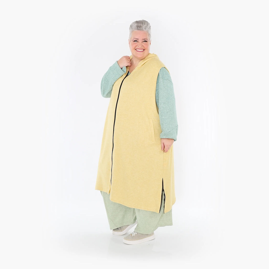 AKH Fashion Weste in gerader Form, aus Viskose, 1429.06879, LimeGelb, Schick, Modern