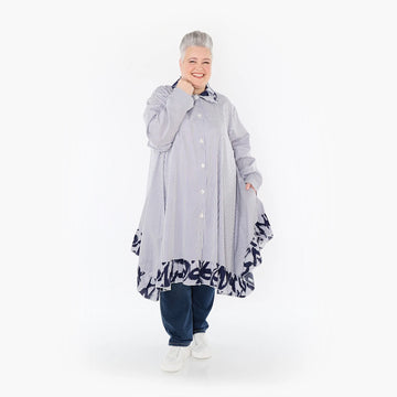 A-Form Bluse von AKH Fashion aus Baumwolle, 1435.06917, Weiß/Blau, Vichy-Streifen, Schick
