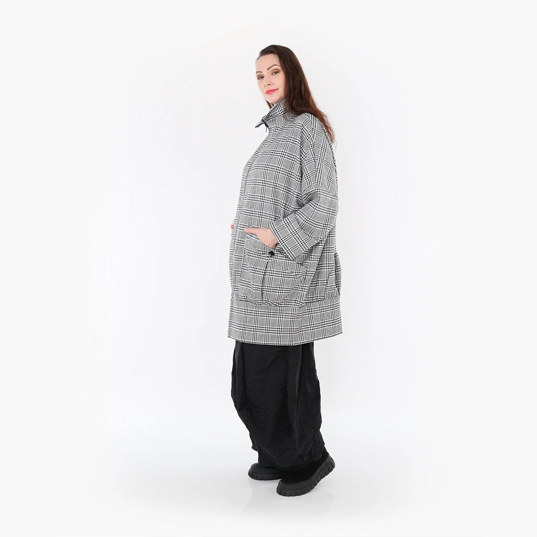AKH Fashion Jacke in gerader Form, aus Baumwolle, 1444.06550, Schwarz/Weiß, Schick, Schick