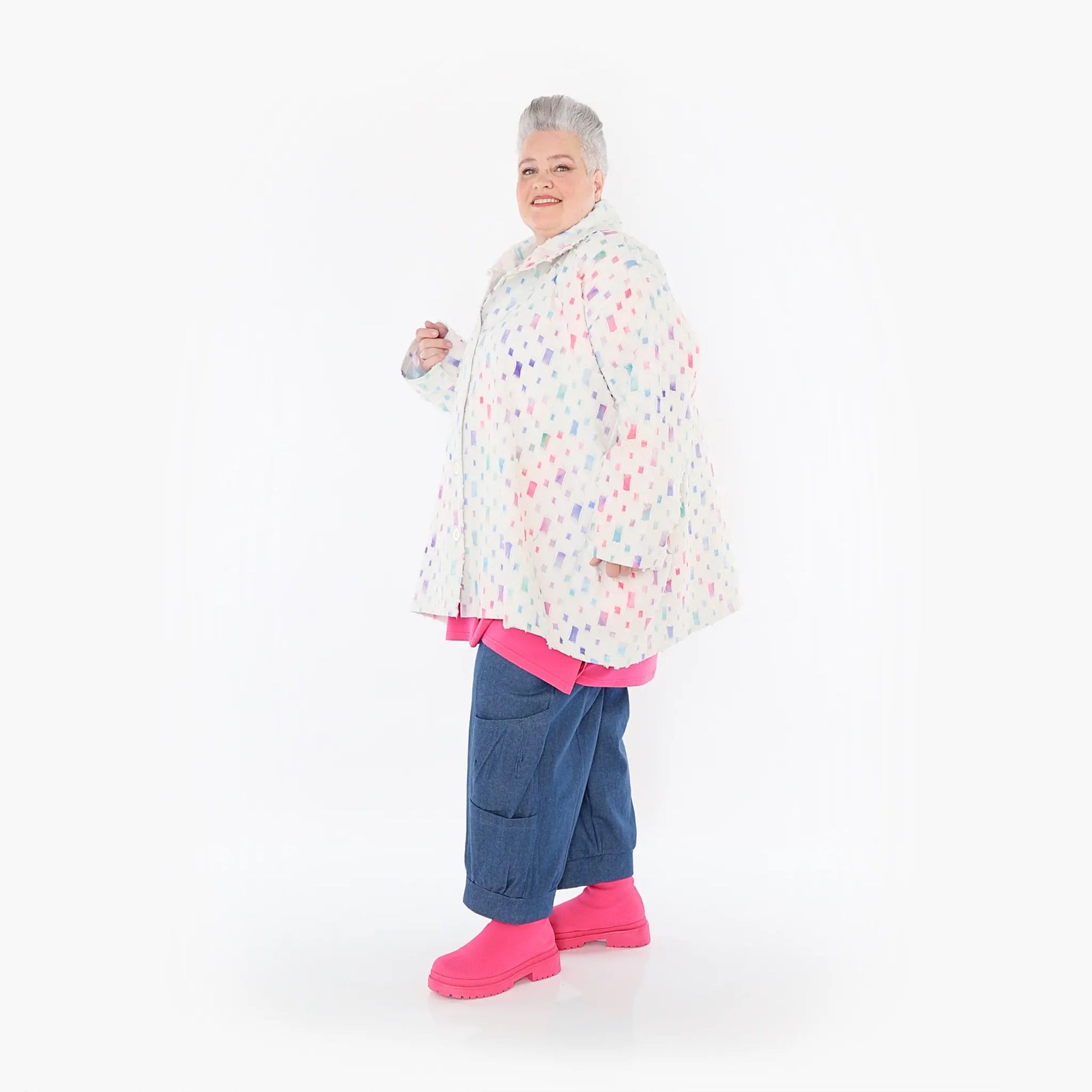 A-Form Jacke von AKH Fashion aus Baumwolle, 1458.07029, Off/White/Multi, Ausgefallen