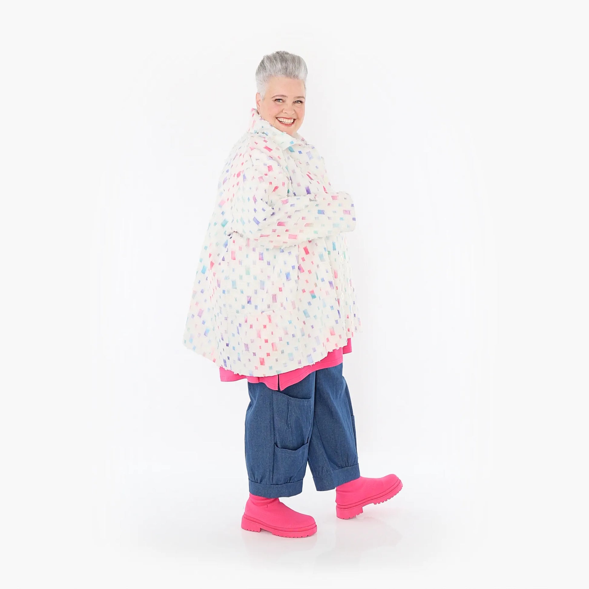 A-Form Jacke von AKH Fashion aus Baumwolle, 1458.07029, Off/White/Multi, Ausgefallen
