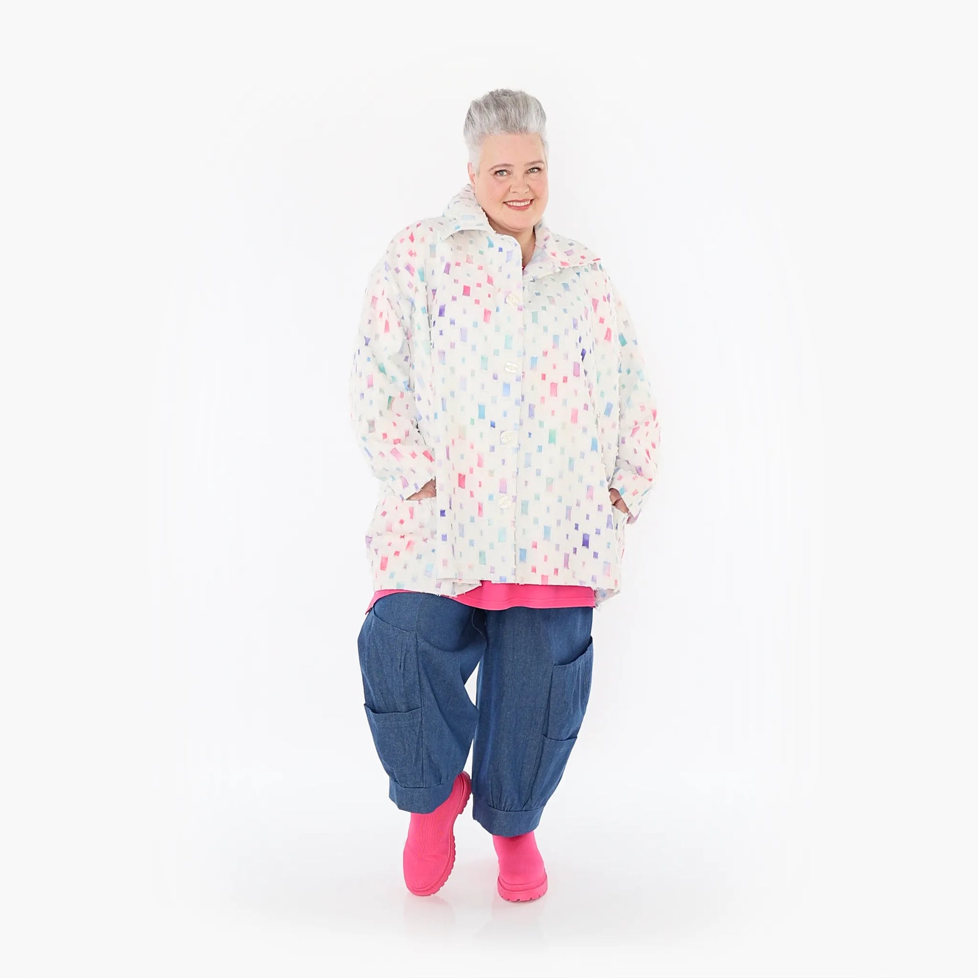 A-Form Jacke von AKH Fashion aus Baumwolle, 1458.07029, Off/White/Multi, Ausgefallen