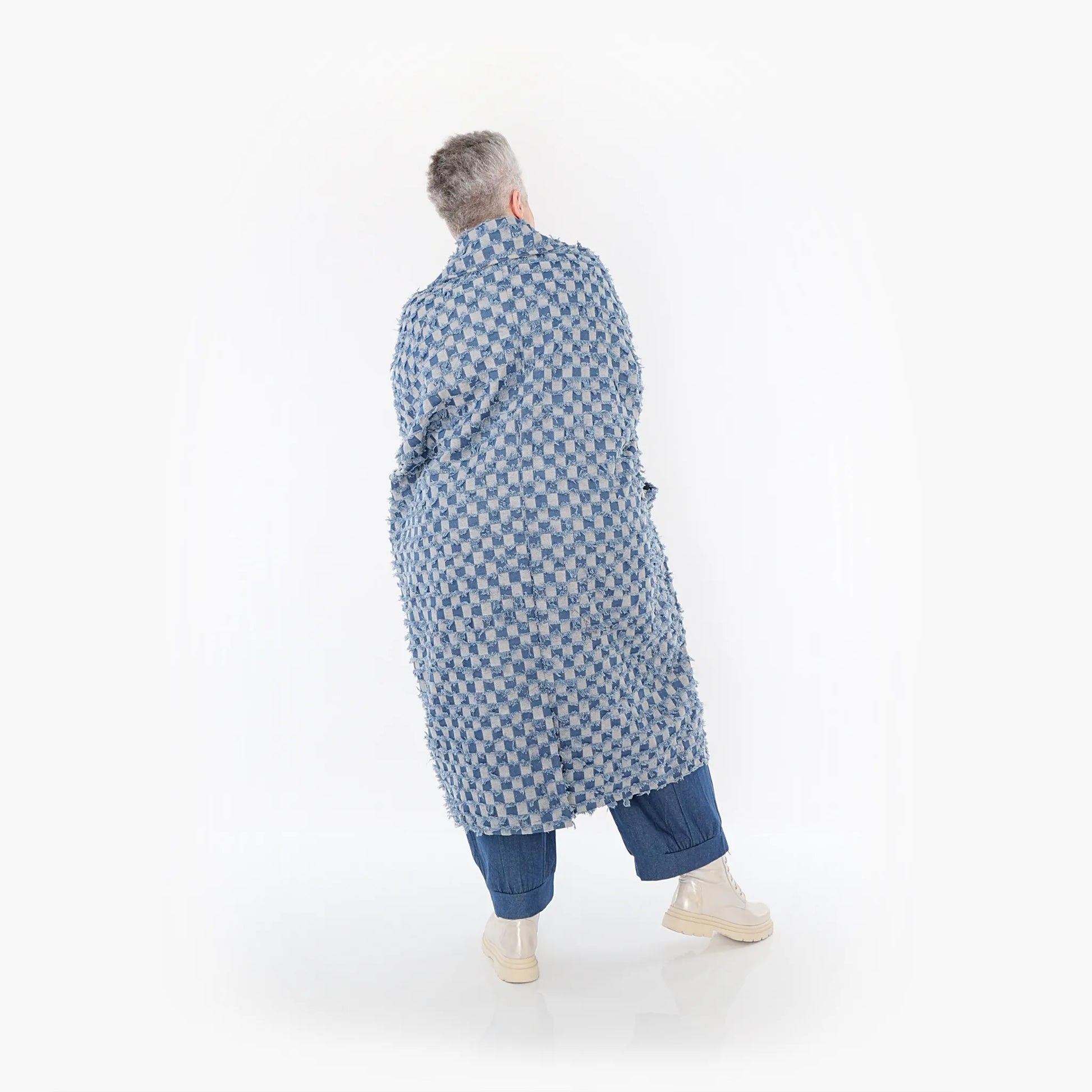 AKH Fashion Mantel in gerader Form, aus Baumwolle, 1463.07041, Jeansblau/Grau, Kariert