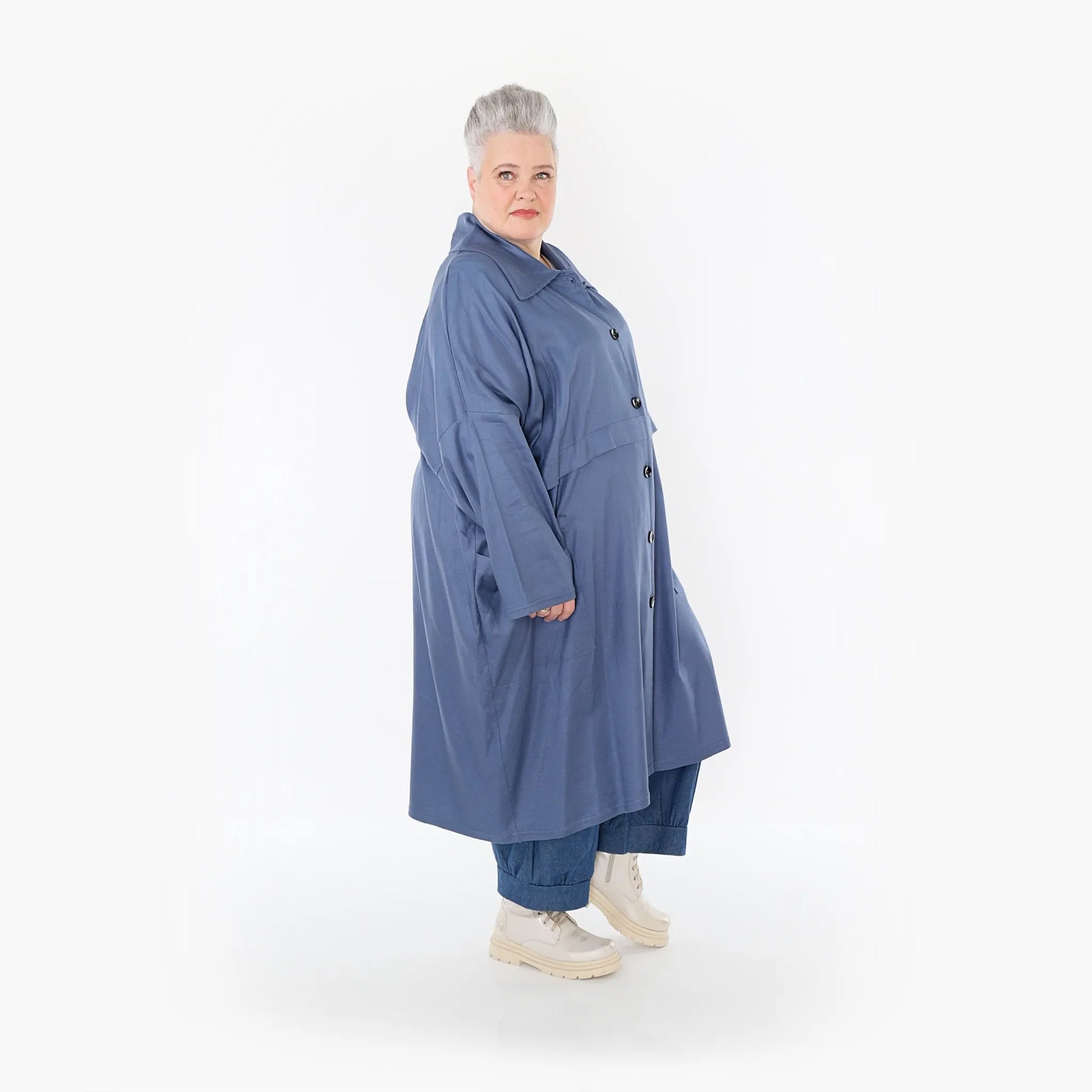 AKH Fashion Mantel in gerader Form, aus Baumwolle, 1465.07041, Jeansblau, Ausgefallen