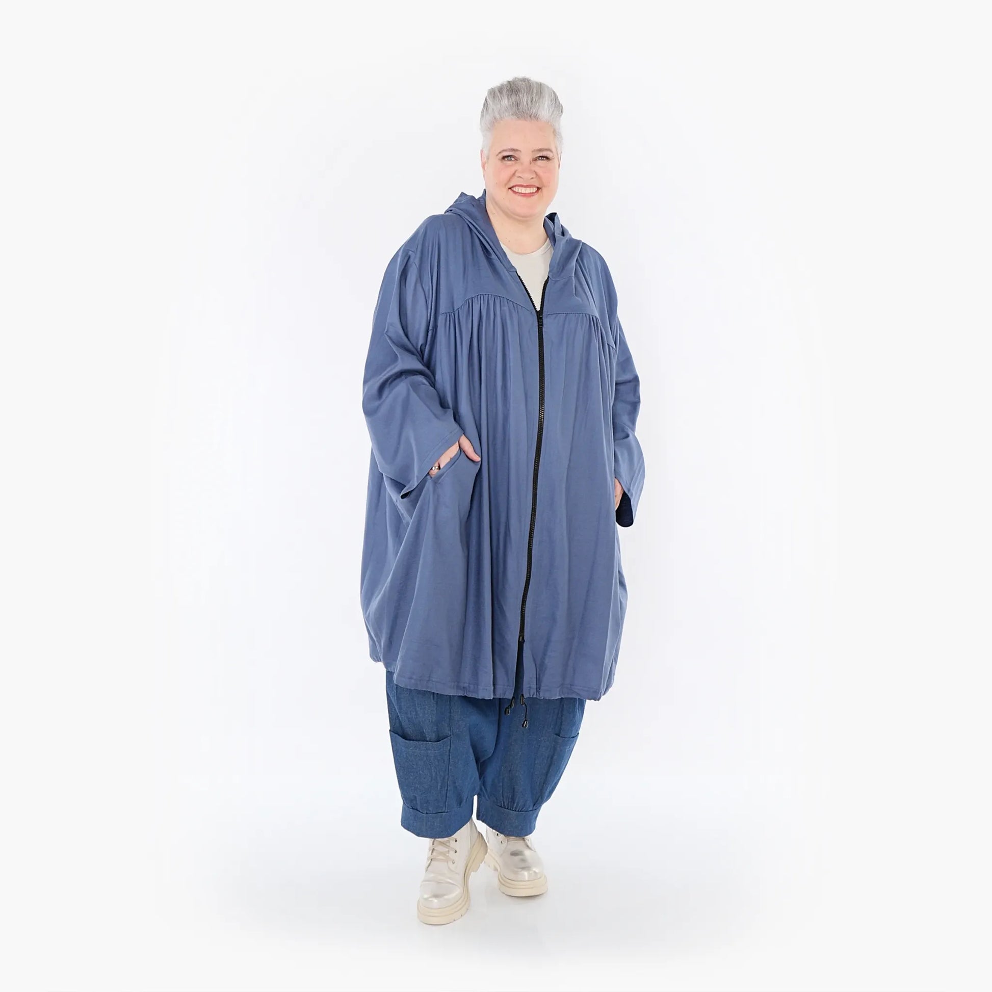 AKH Fashion Jacke in gerader Form, aus Baumwolle, 1465.07045, Jeansblau, Ausgefallen
