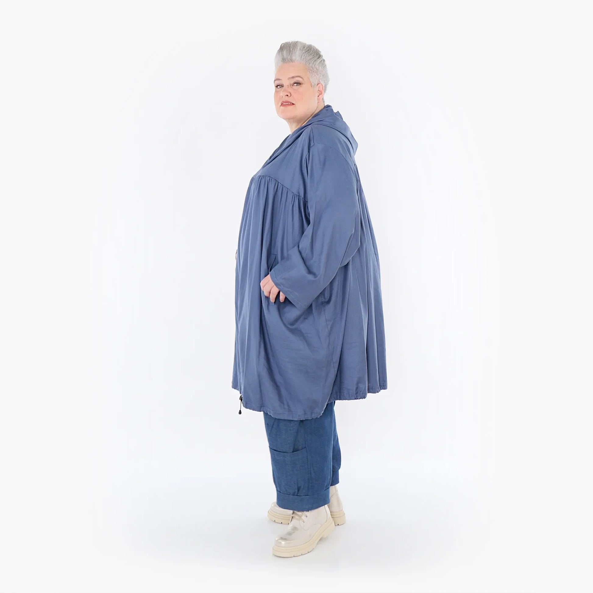 AKH Fashion Jacke in gerader Form, aus Baumwolle, 1465.07045, Jeansblau, Ausgefallen