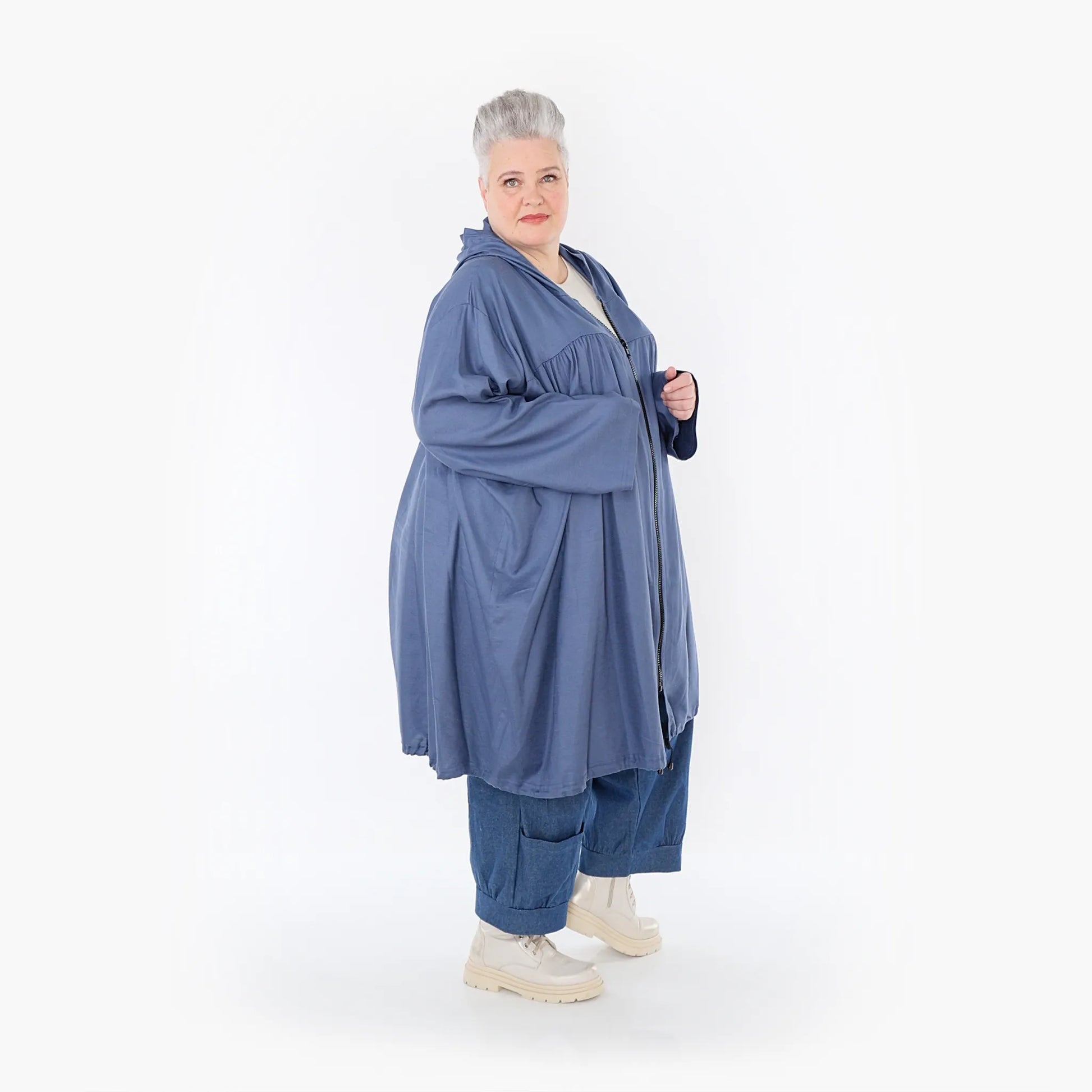 AKH Fashion Jacke in gerader Form, aus Baumwolle, 1465.07045, Jeansblau, Ausgefallen