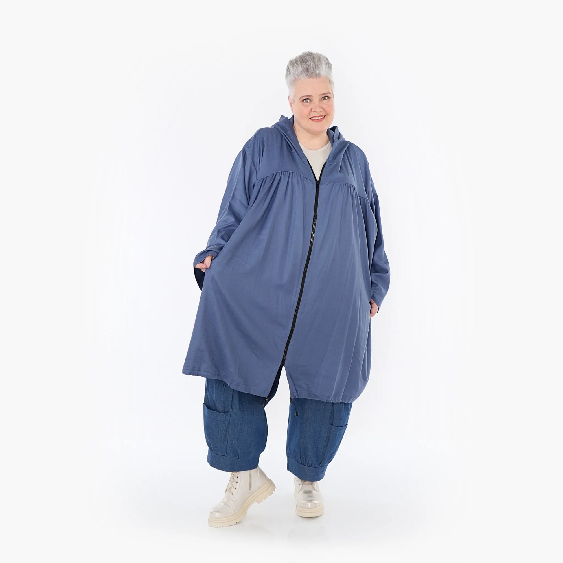 AKH Fashion Jacke in gerader Form, aus Baumwolle, 1465.07045, Jeansblau, Ausgefallen