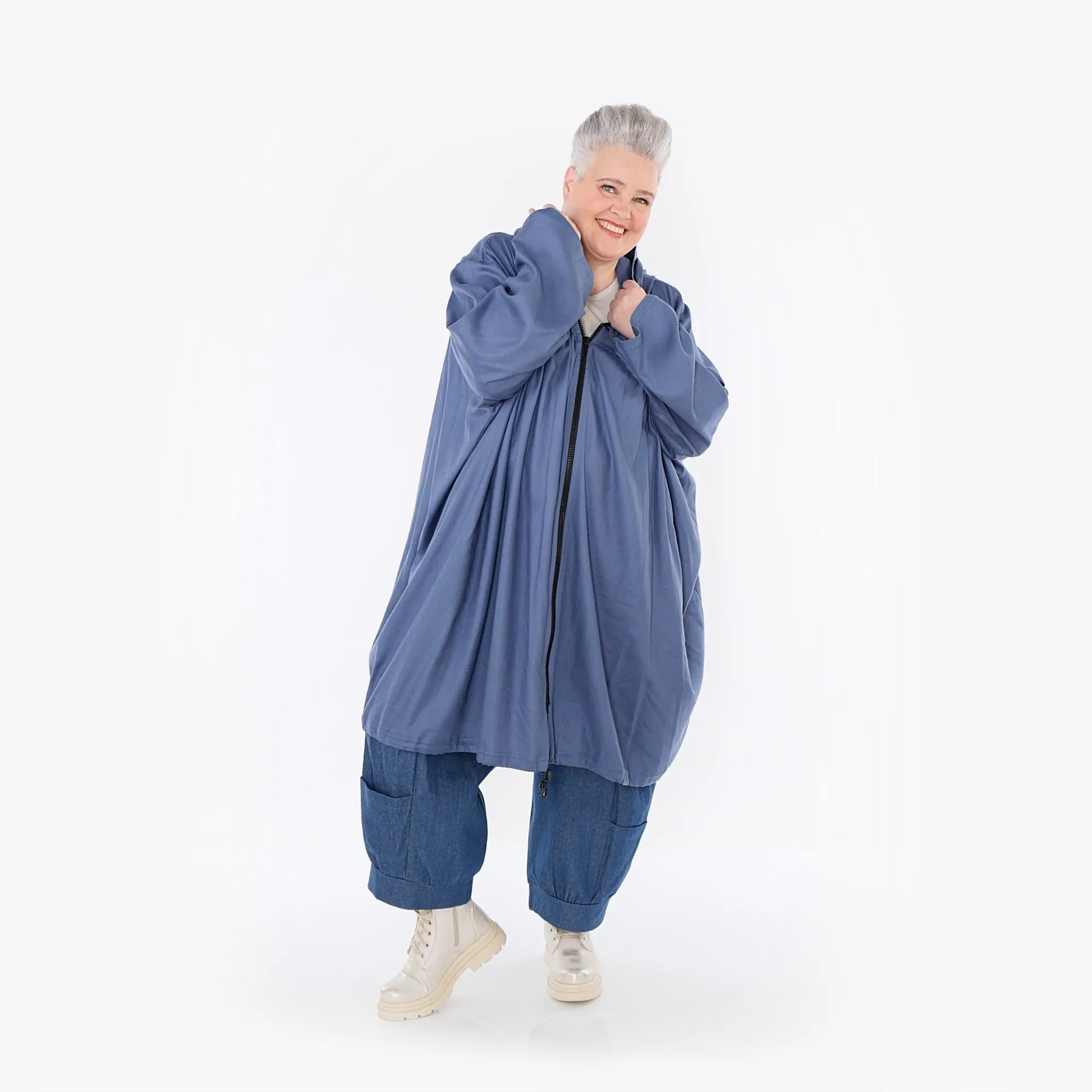 AKH Fashion Jacke in gerader Form, aus Baumwolle, 1465.07045, Jeansblau, Ausgefallen