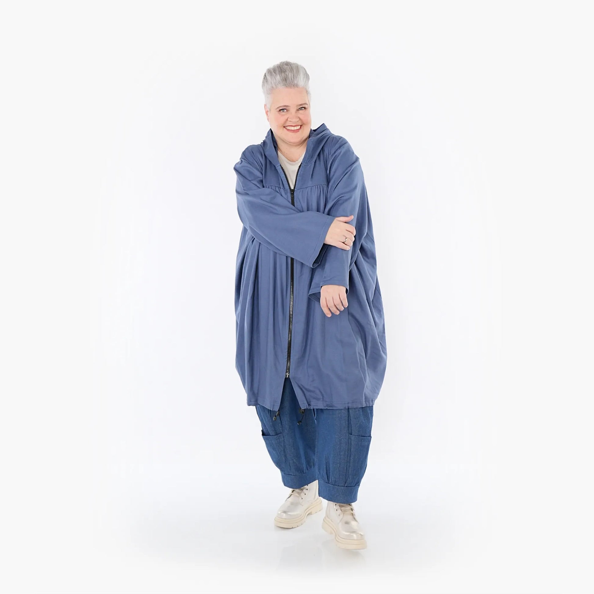 AKH Fashion Jacke in gerader Form, aus Baumwolle, 1465.07045, Jeansblau, Ausgefallen