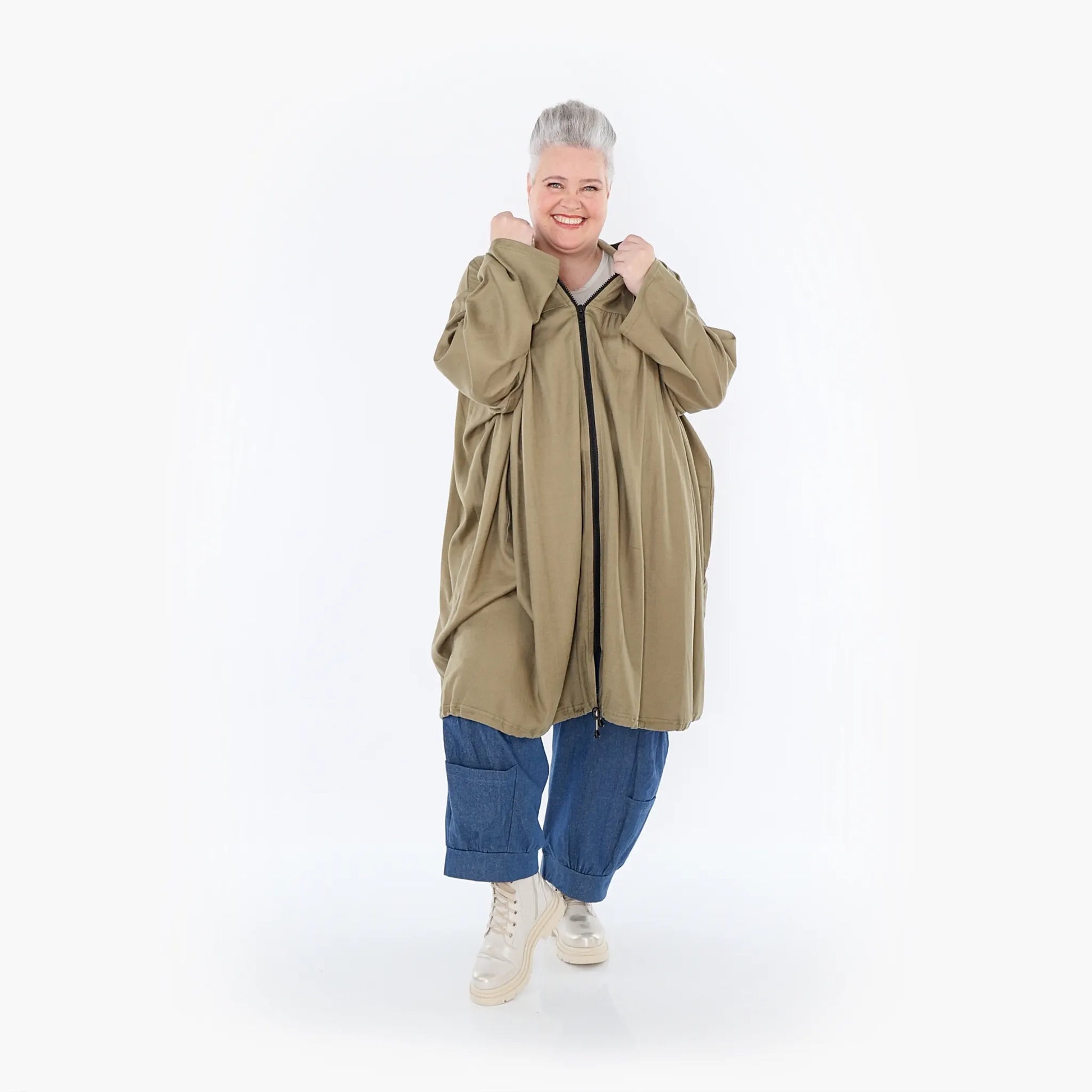 AKH Fashion Jacke in gerader Form, aus Baumwolle, 1465.07045, Pistazie, Ausgefallen