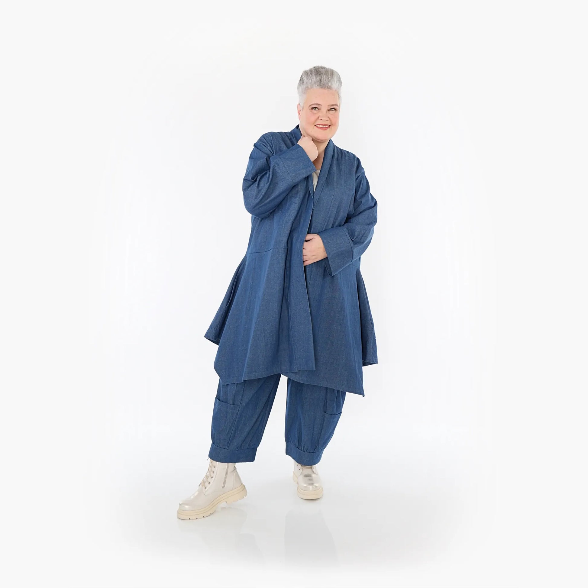 A-Form Cardigan von AKH Fashion aus Polyester, 1466.07040, Jeansblau, Ausgefallen, Zeitlos