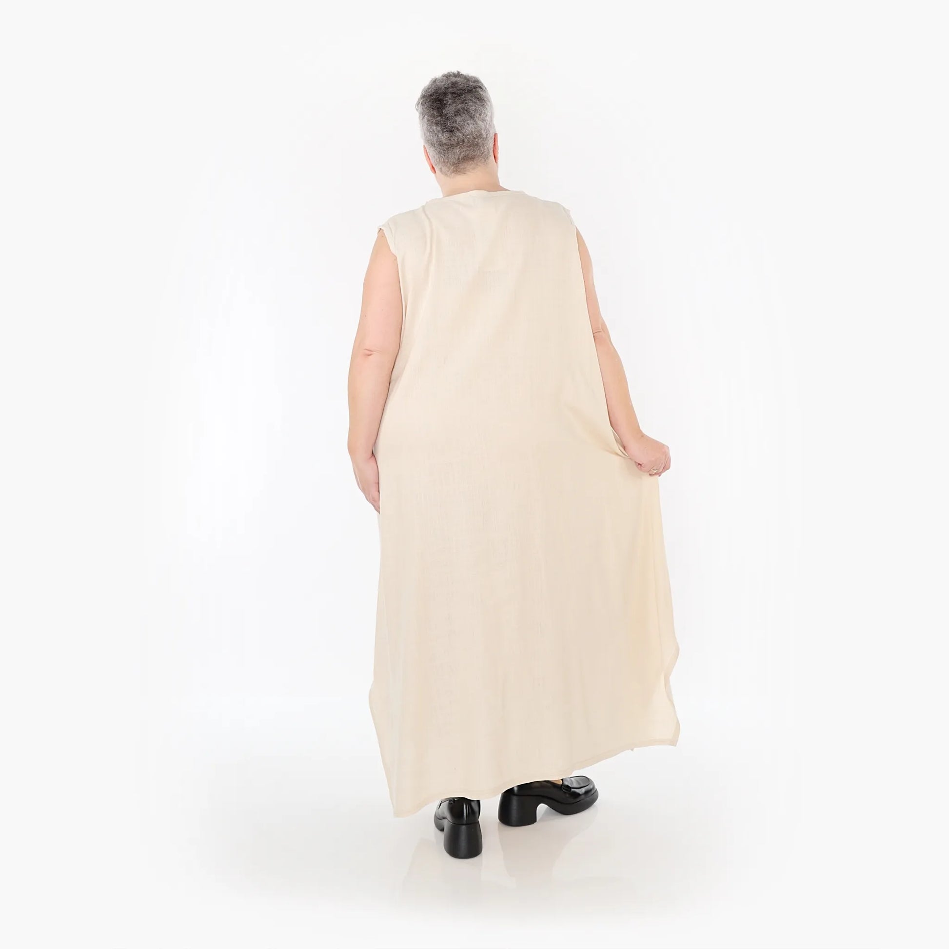 A-Form Kleid von AKH Fashion aus Viskose, 1468.07056, Beige, Ausgefallen, Zeitlos, Schick