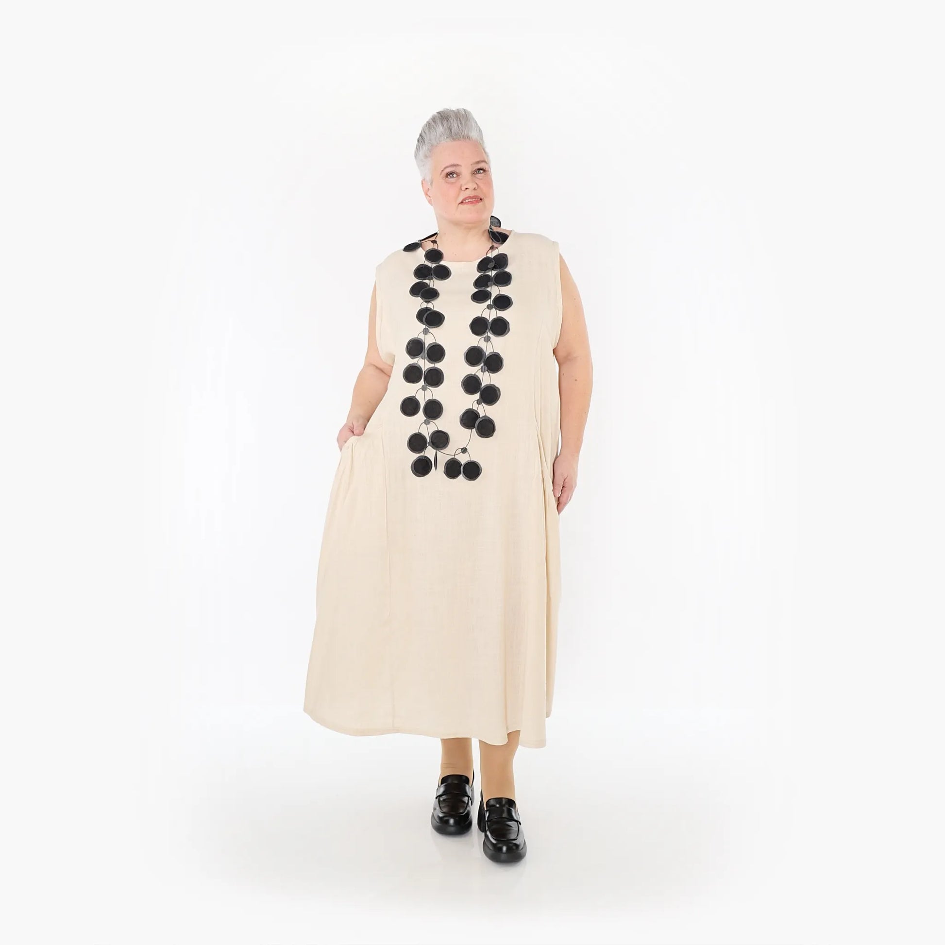A-Form Kleid von AKH Fashion aus Viskose, 1468.07058, Beige, Ausgefallen, Zeitlos, Schick