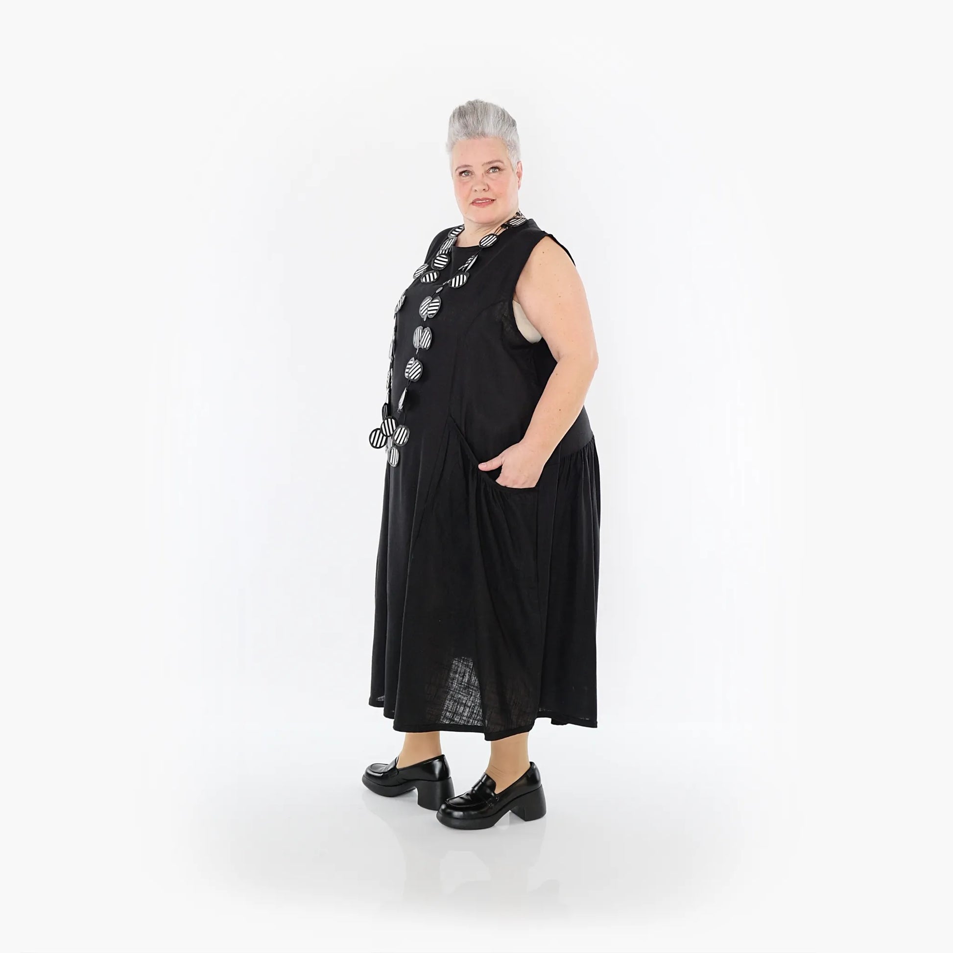 A-Form Kleid von AKH Fashion aus Viskose, 1468.07058, Schwarz, Ausgefallen, Zeitlos