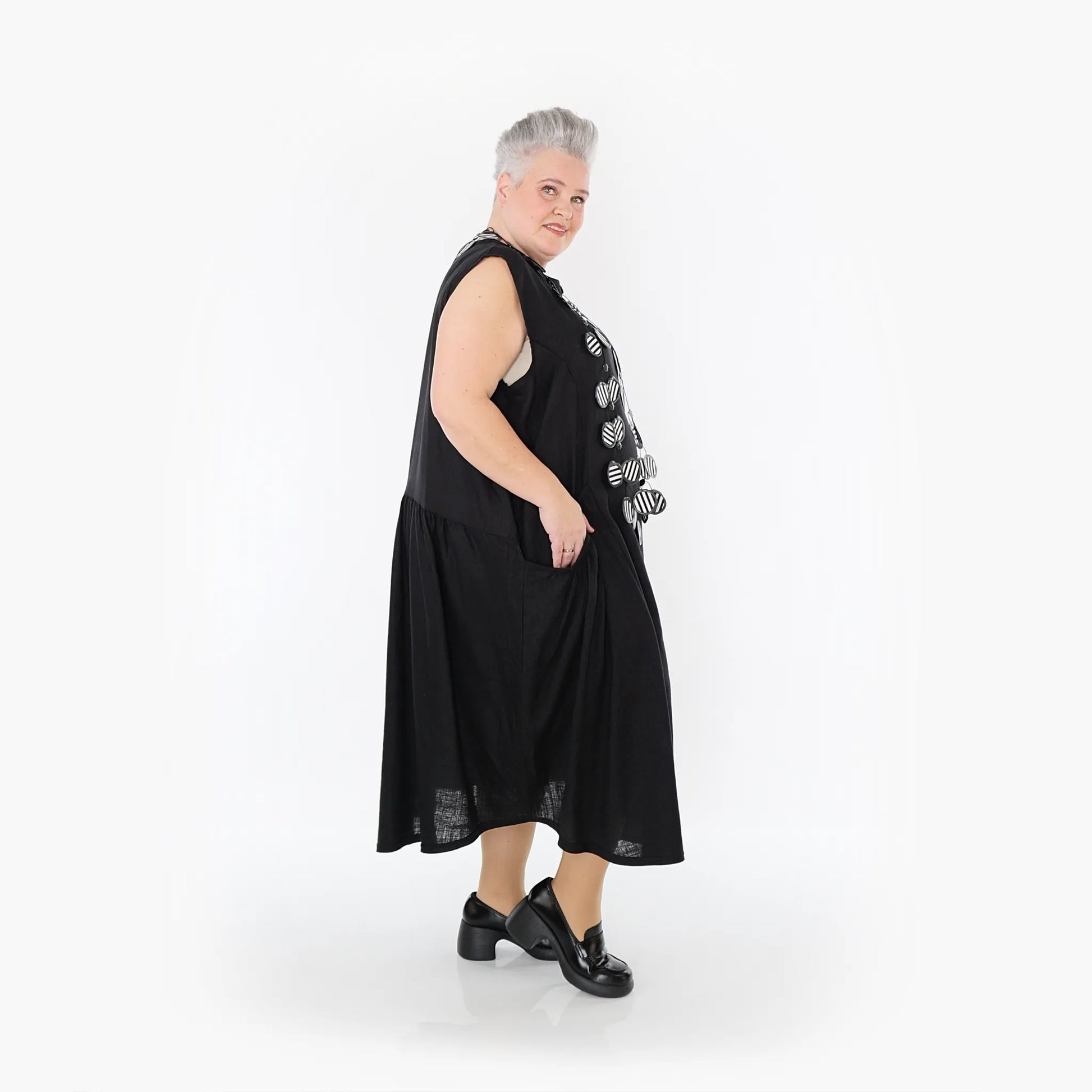 A-Form Kleid von AKH Fashion aus Viskose, 1468.07058, Schwarz, Ausgefallen, Zeitlos