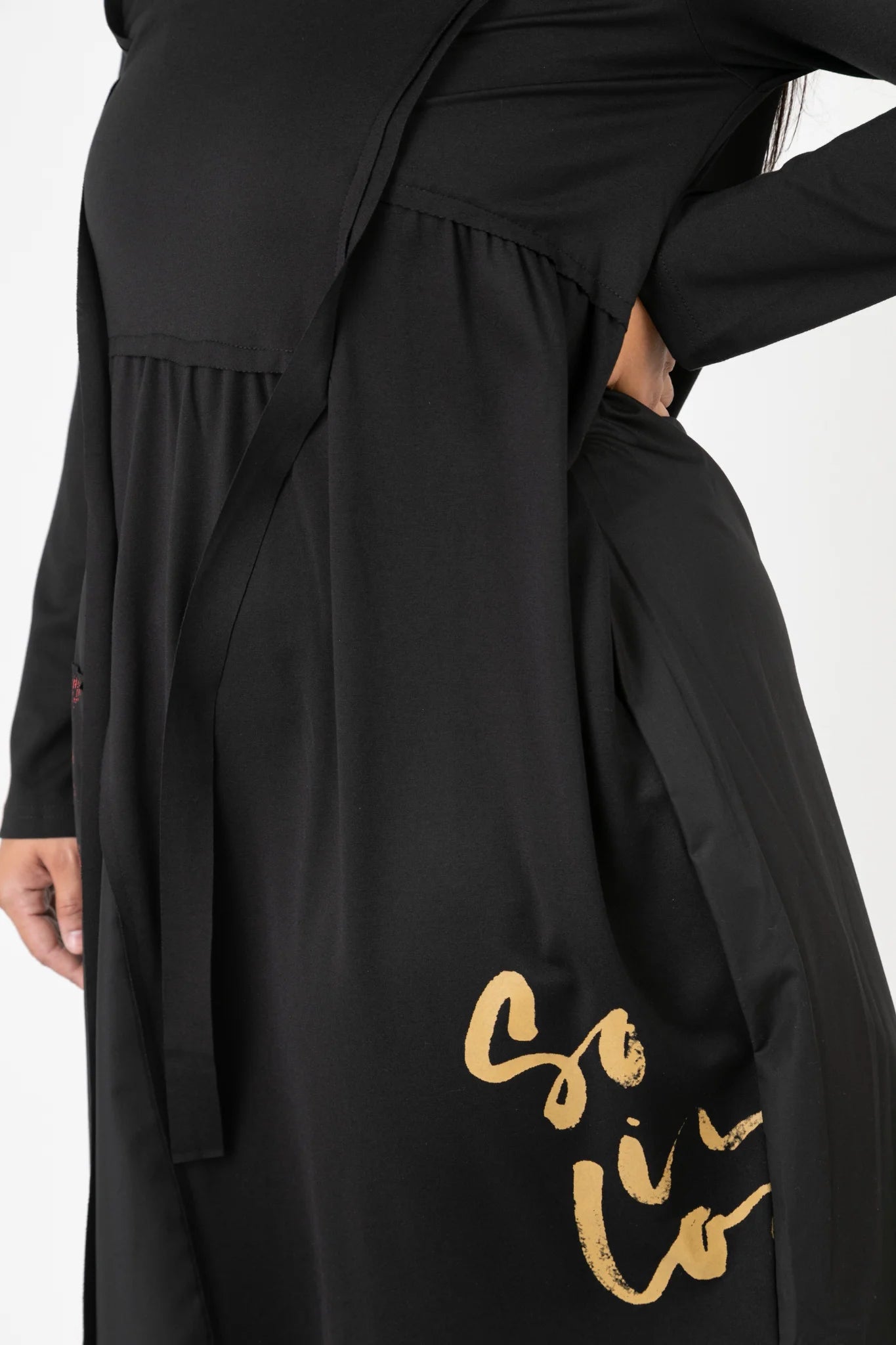 Pomme Rouge Kleid in gerader Form, aus Viskose, C6637, Schwarz-Multi, Muster, Schick