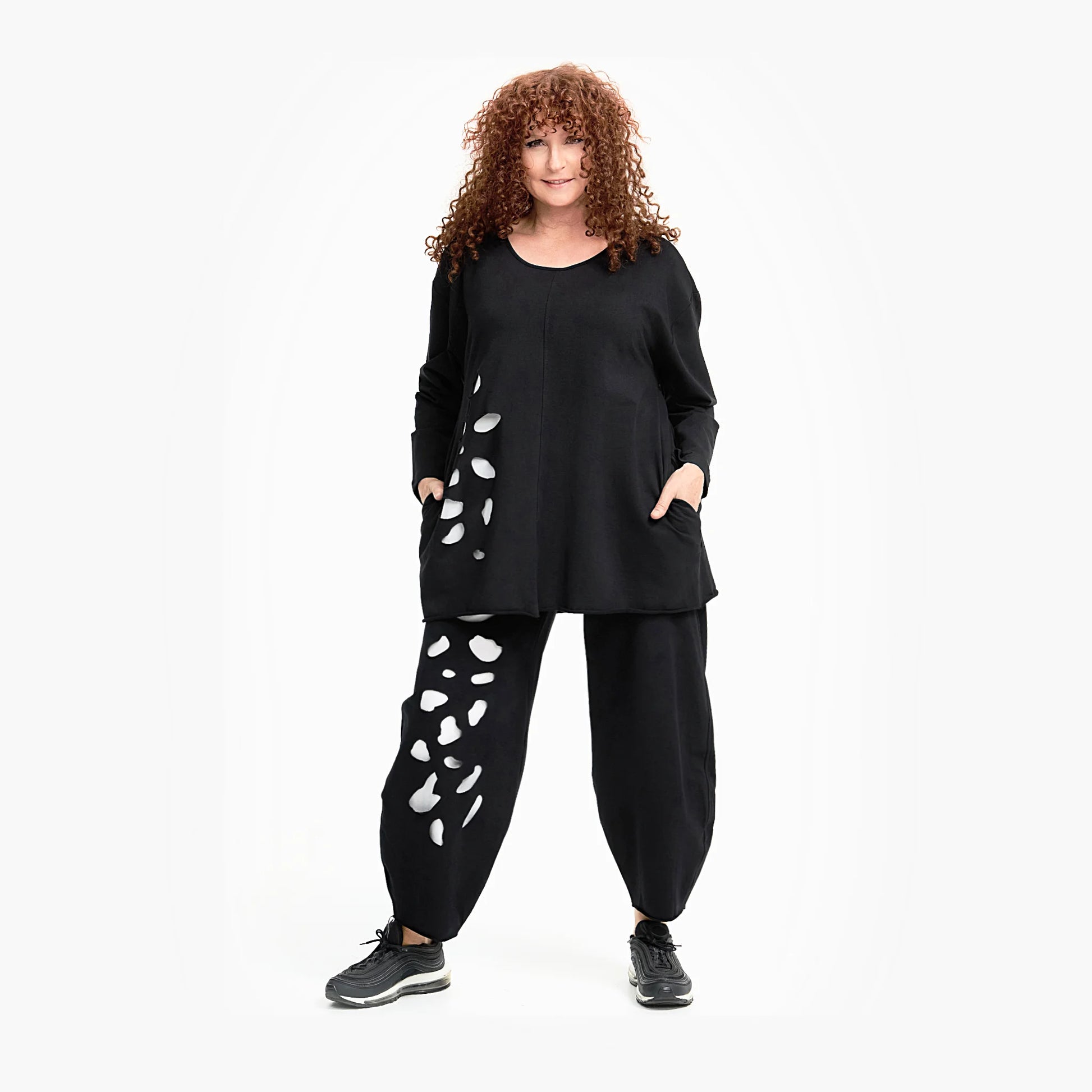 Ballonhose von Do Your Best aus Viskose, D721, Schwarz/Weiß, Schick, Modern, Bequem
