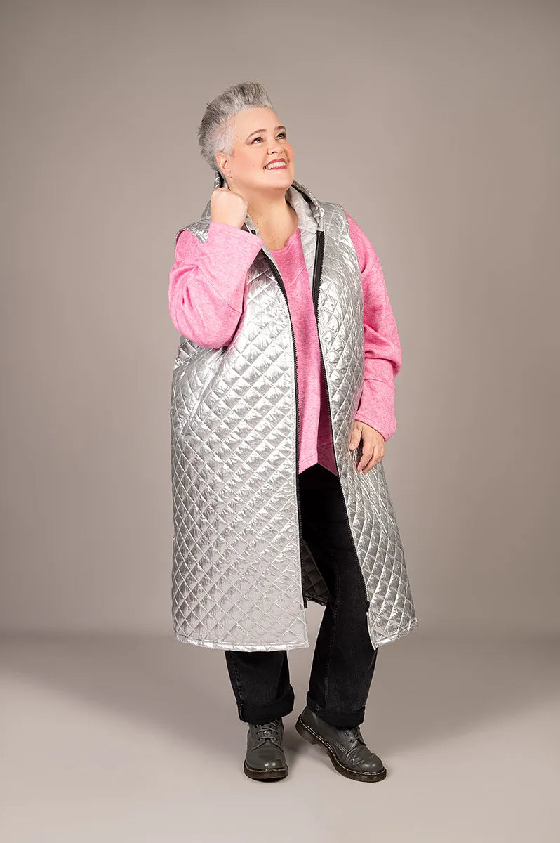 AKH Fashion Weste in gerader Form, aus Polyester, 1437.06879, Silber, Schick, Modern