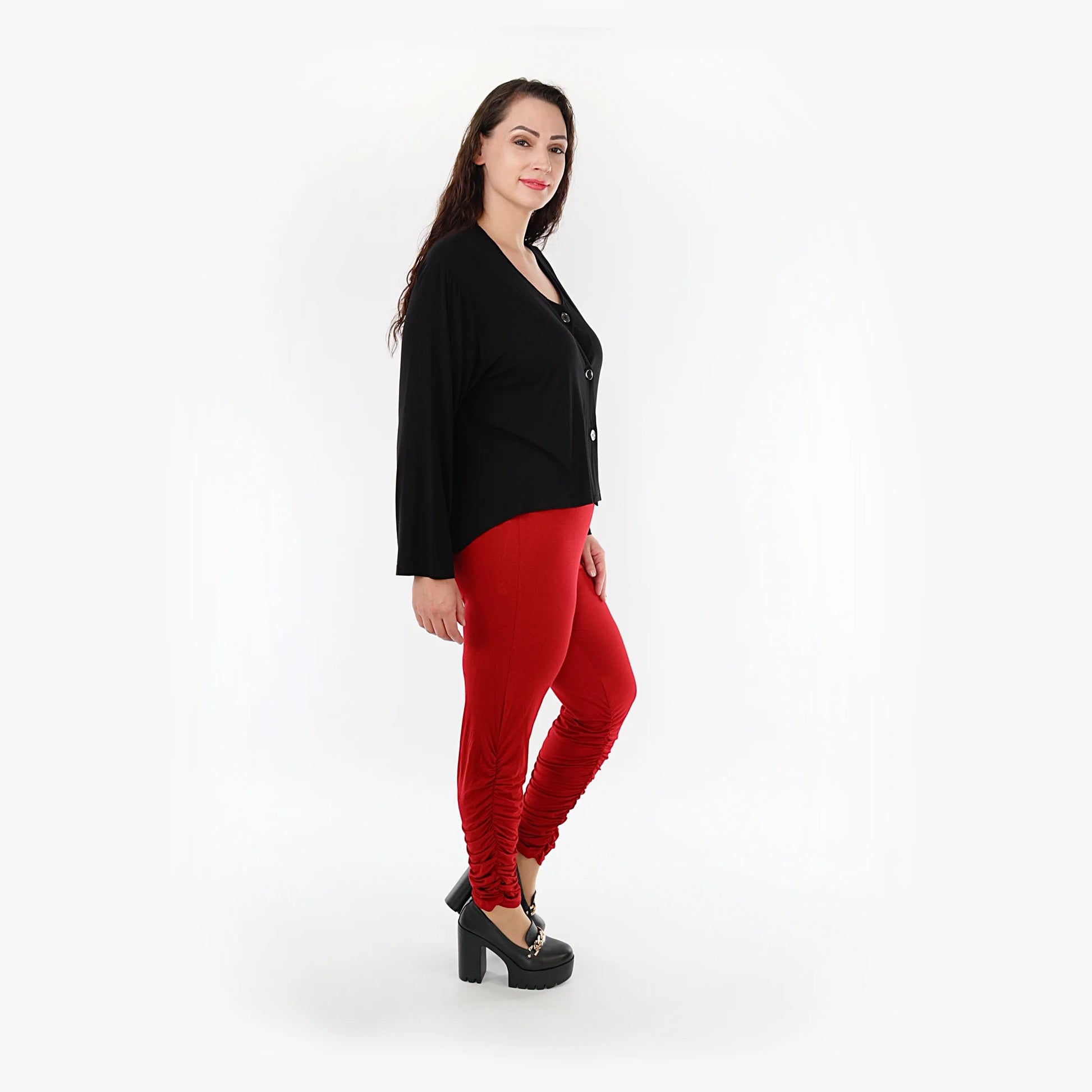 Geraffte Leggings von AKH Fashion aus Viskose, 1233.06580, Bordeaux, Schick, Modern
