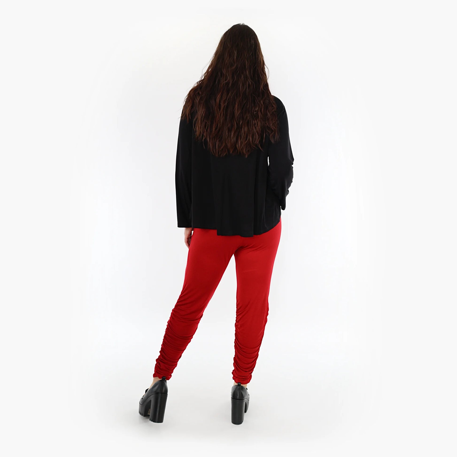 Geraffte Leggings von AKH Fashion aus Viskose, 1233.06580, Bordeaux, Schick, Modern