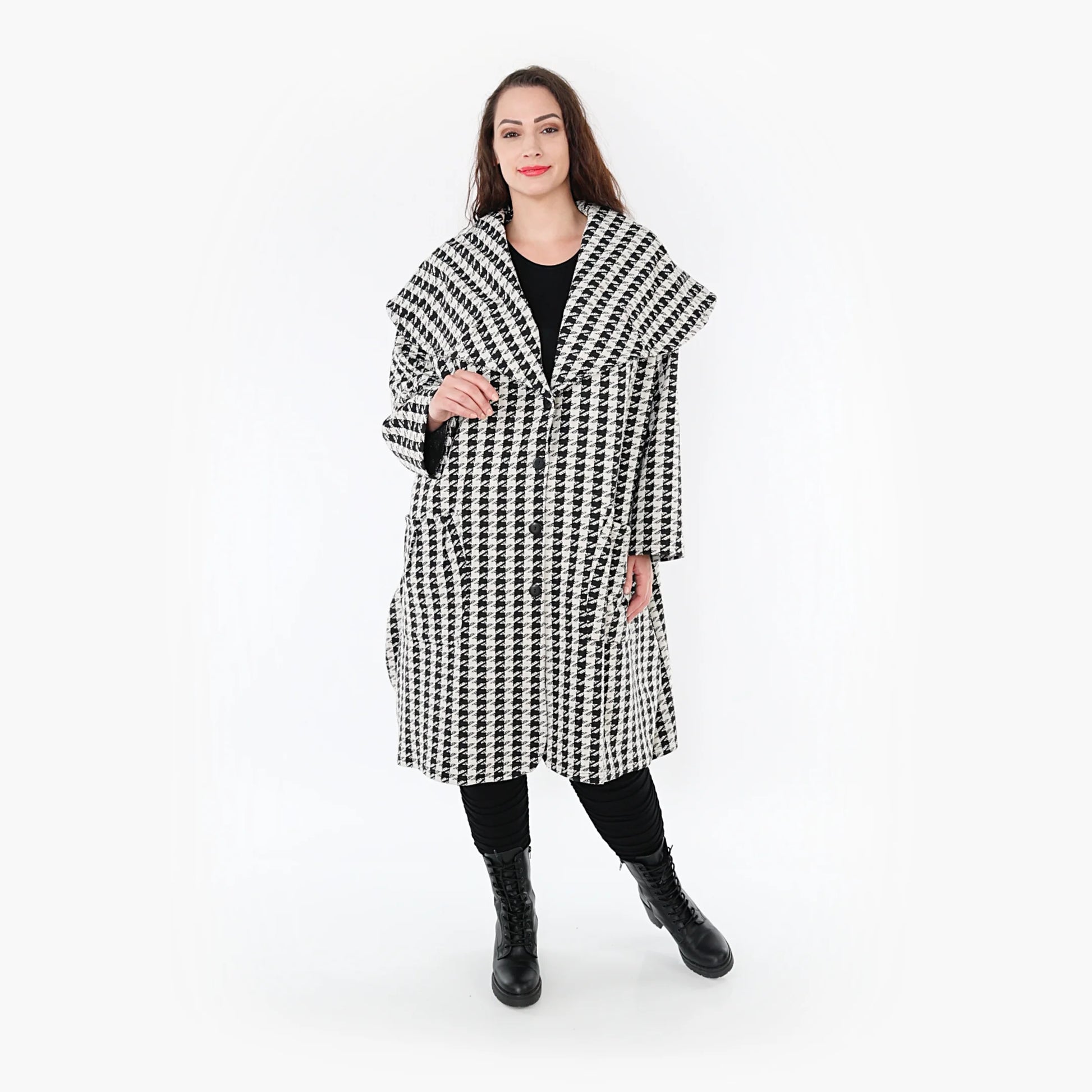 Ballonmantel von AKH Fashion aus Baumwolle, 1364.01776, Weiß-Schwarz, Schick, Modern