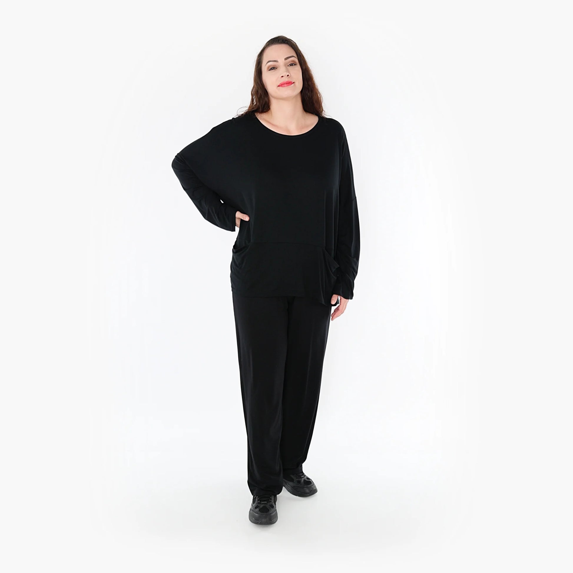 AKH Fashion Bigshirt in kastiger Form, aus Viskose, 1233.6888L, Schwarz, Schick, Modern