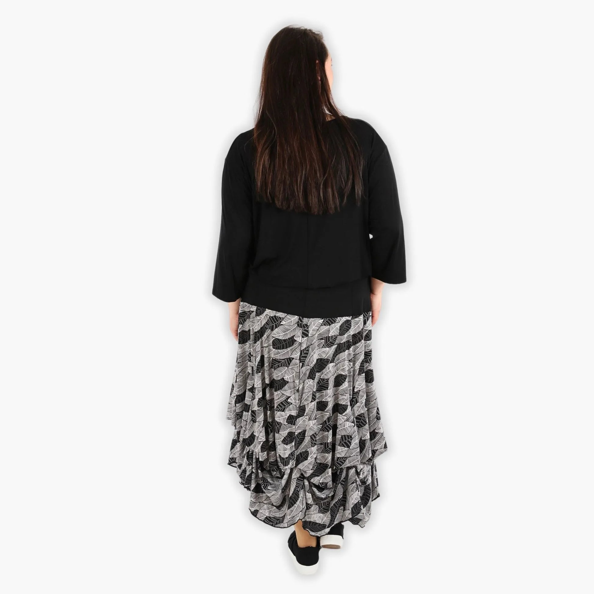 Ballonrock von AKH Fashion aus Viskose, 1287.07559, Schwarz-Weiß, Blumen, Schick, Modern