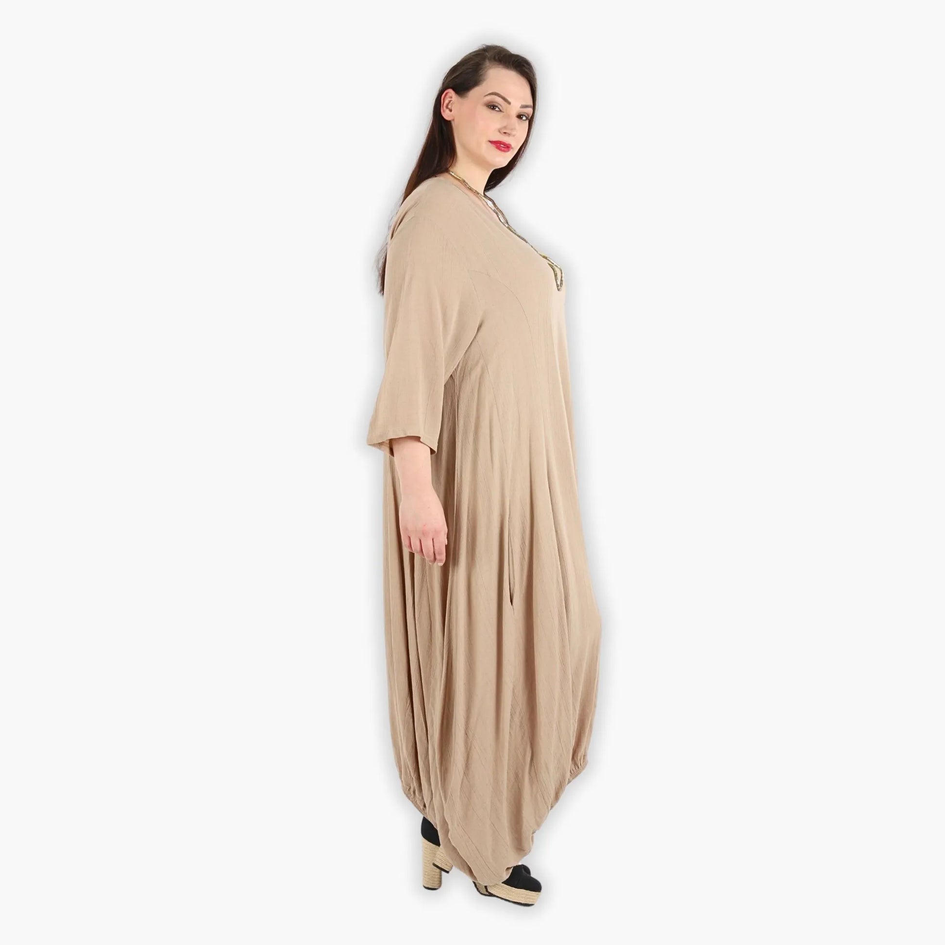 Ballonkleid von AKH Fashion aus Viskose, 1295.06736, Beige, Schick, Modern, Bequem