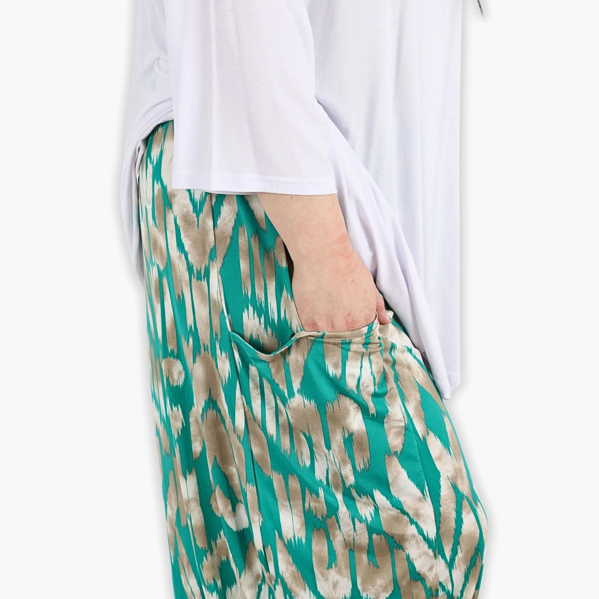 Ballonhose von AKH Fashion aus Viskose, 1296.08069, Mint-Beige, Grafik, Schick, Modern