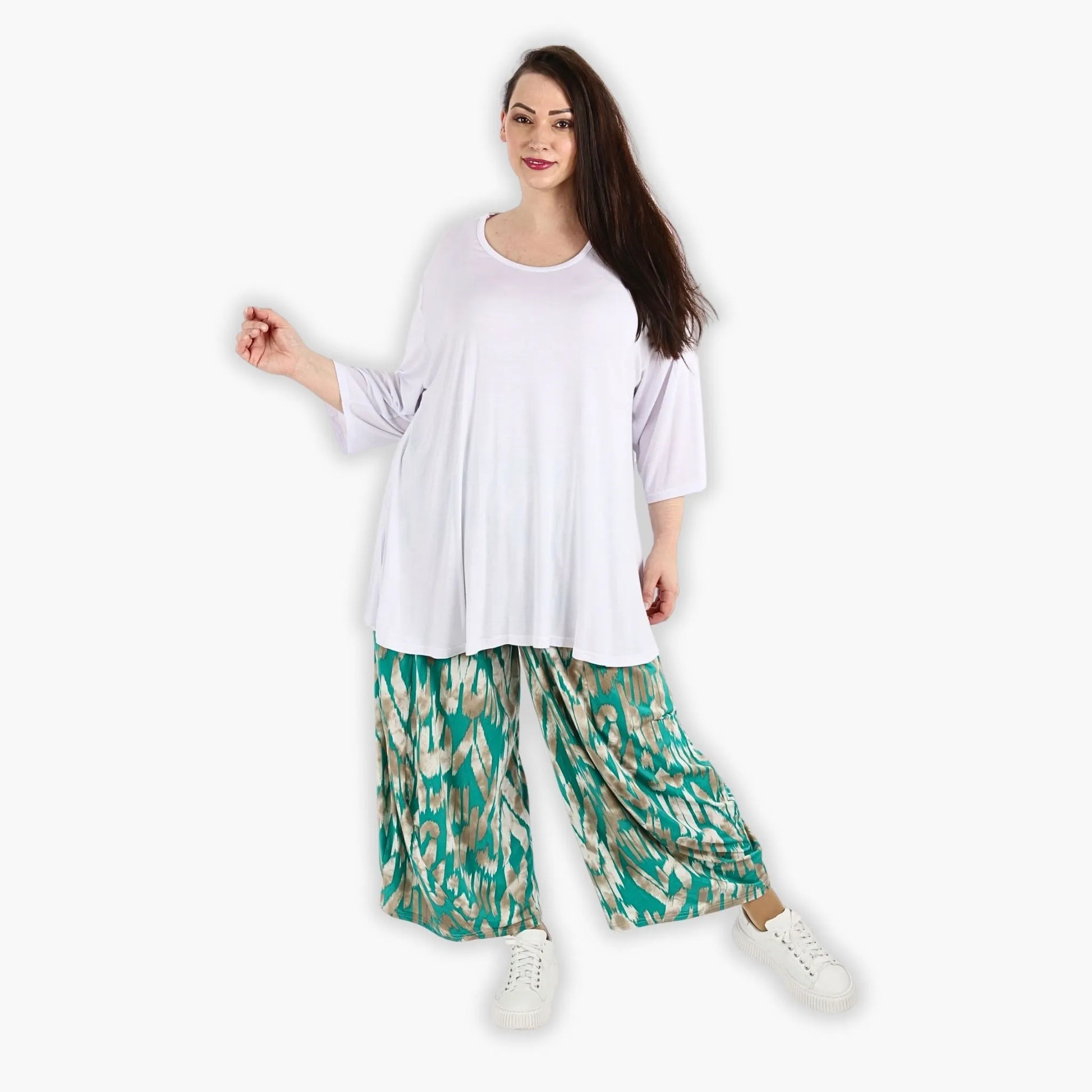 Ballonhose von AKH Fashion aus Viskose, 1296.08069, Mint-Beige, Grafik, Schick, Modern