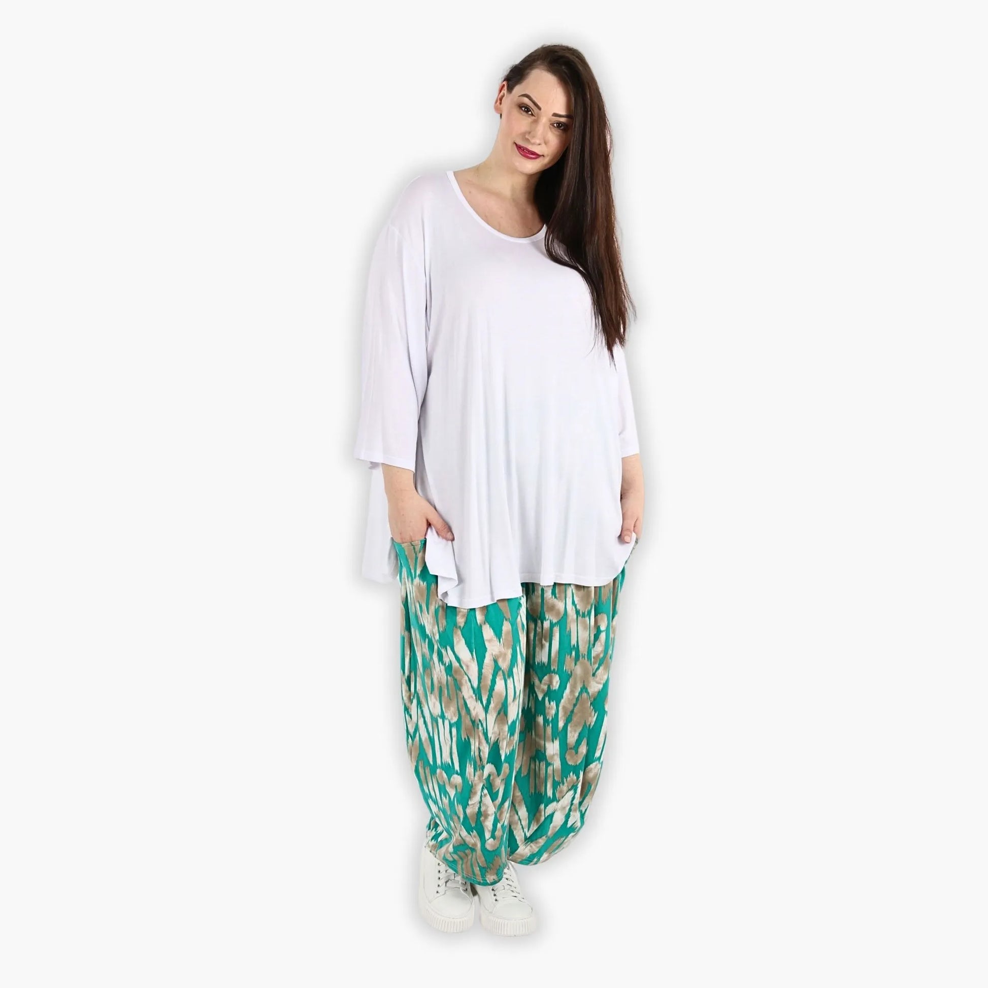 Ballonhose von AKH Fashion aus Viskose, 1296.08069, Mint-Beige, Grafik, Schick, Modern