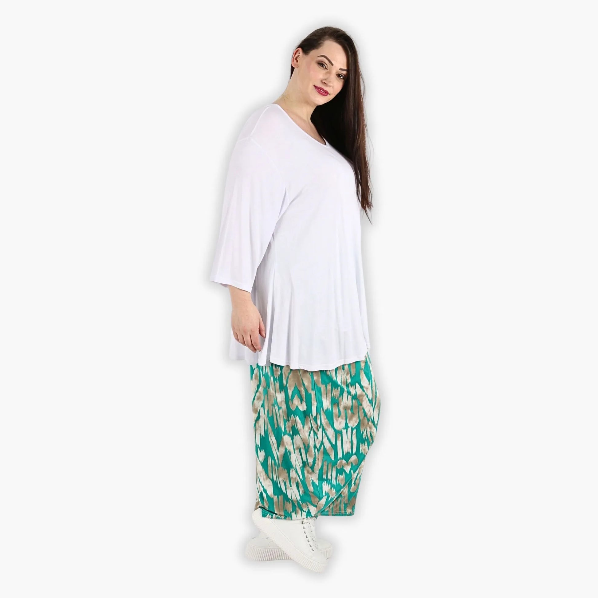 Ballonhose von AKH Fashion aus Viskose, 1296.08069, Mint-Beige, Grafik, Schick, Modern
