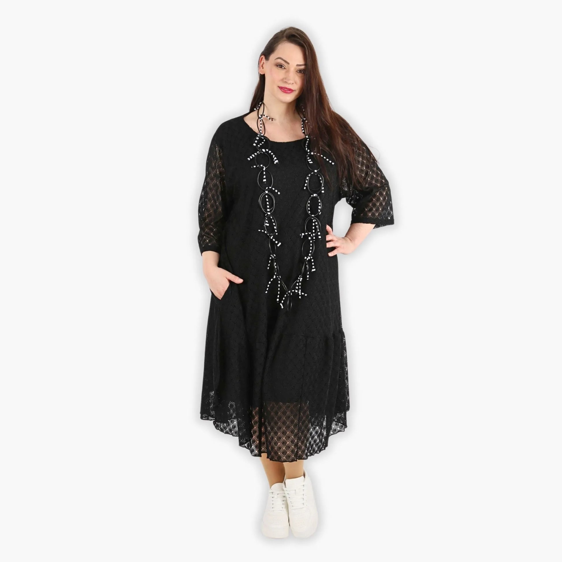 Ballonkleid von AKH Fashion aus Viskose, 1297.06712, Schwarz, Netz, Schick, Modern, Bequem
