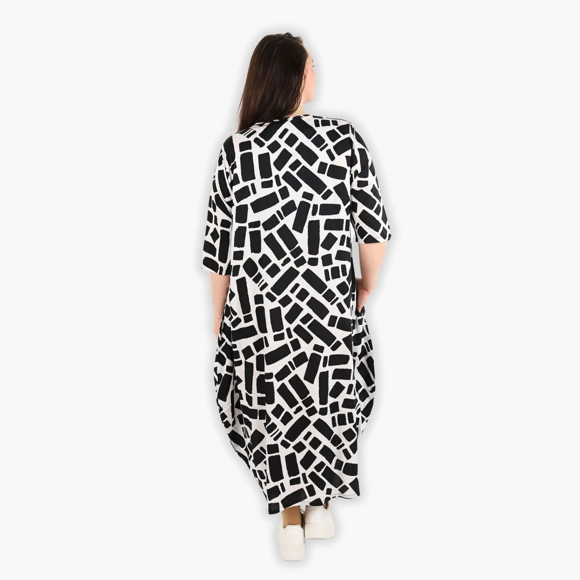 Ballonkleid von AKH Fashion aus Viskose, 1299.01926, Schwarz-Weiß, Schick, Modern, Bequem