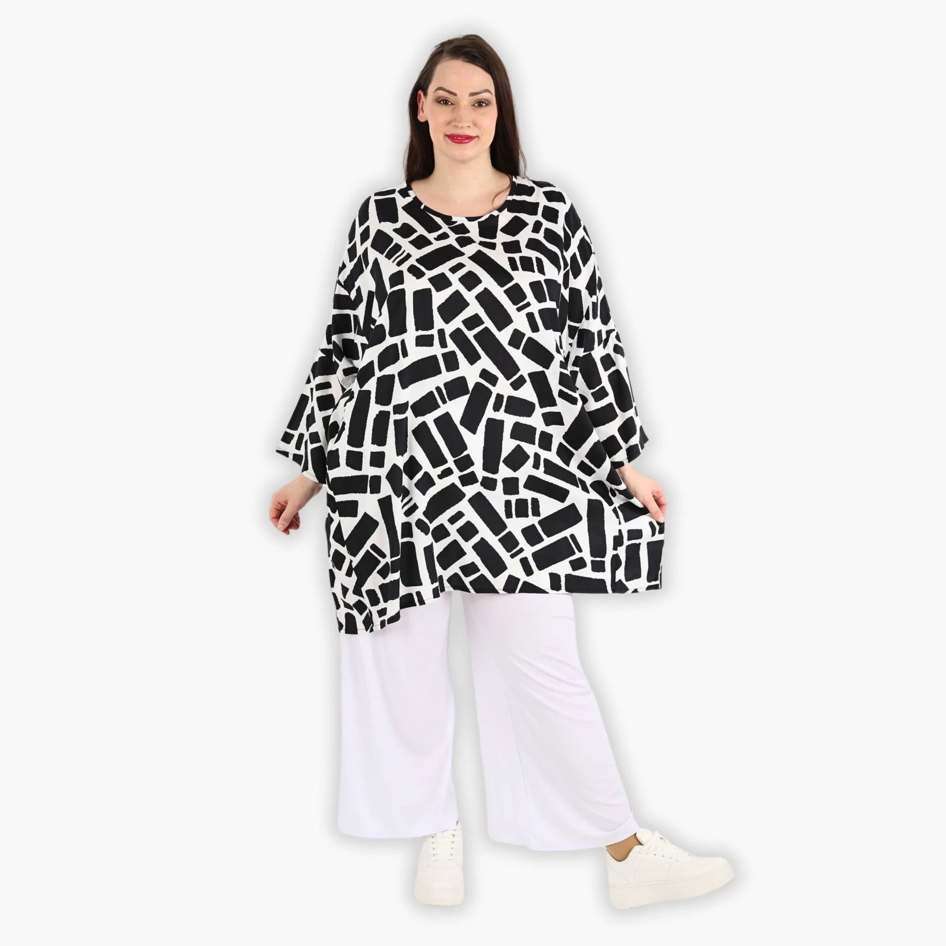 AKH Fashion Bigshirt in gerader Form, aus Viskose, 1299.06909, Schwarz-Weiß, Schick, Modern