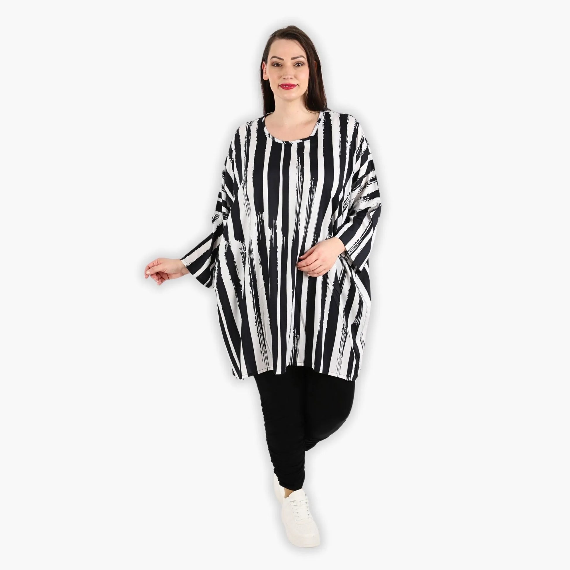 AKH Fashion Bigshirt in gerader Form, aus Viskose, 1300.06909, Schwarz-Weiß, Schick, Modern